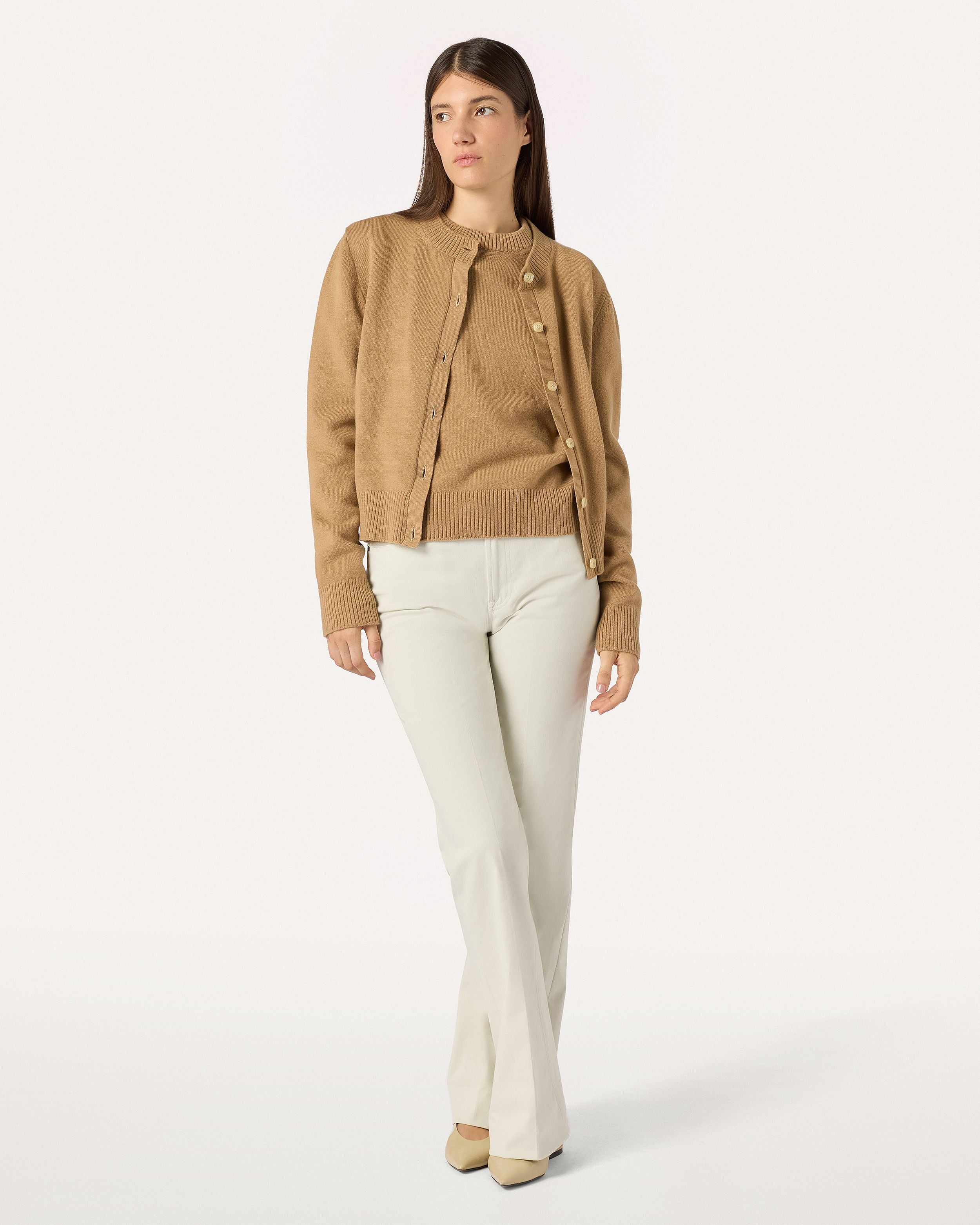 Pantalone flare crema in cotone stretch CREAM Lardini 2