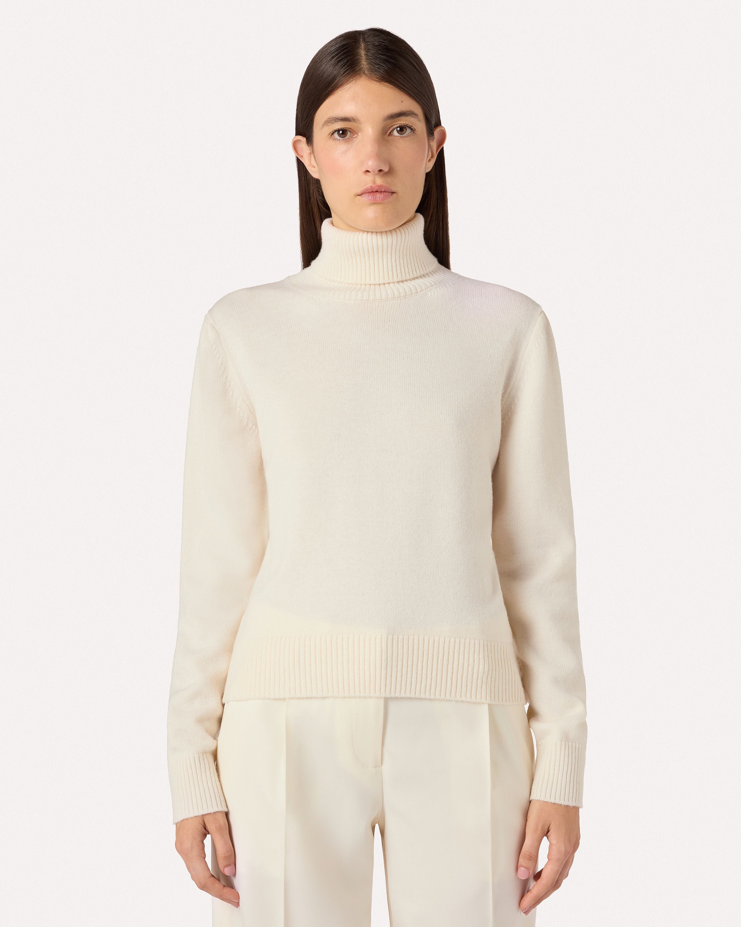 Cream-colored turtleneck in pure virgin wool CREAM Lardini 4