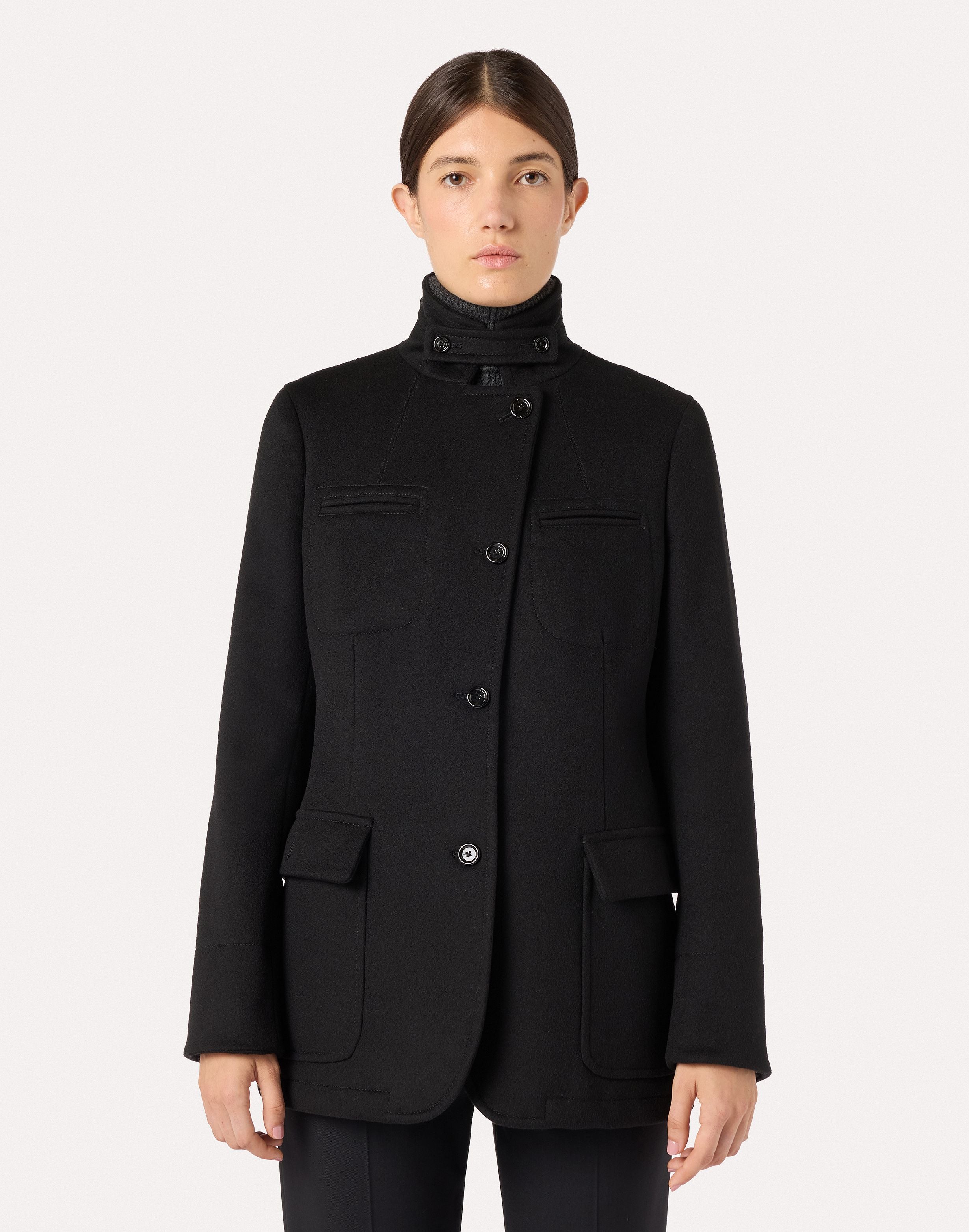 Asymmetric single-breasted black jacket in lightweight wool cloth BLACK Lardini 4
