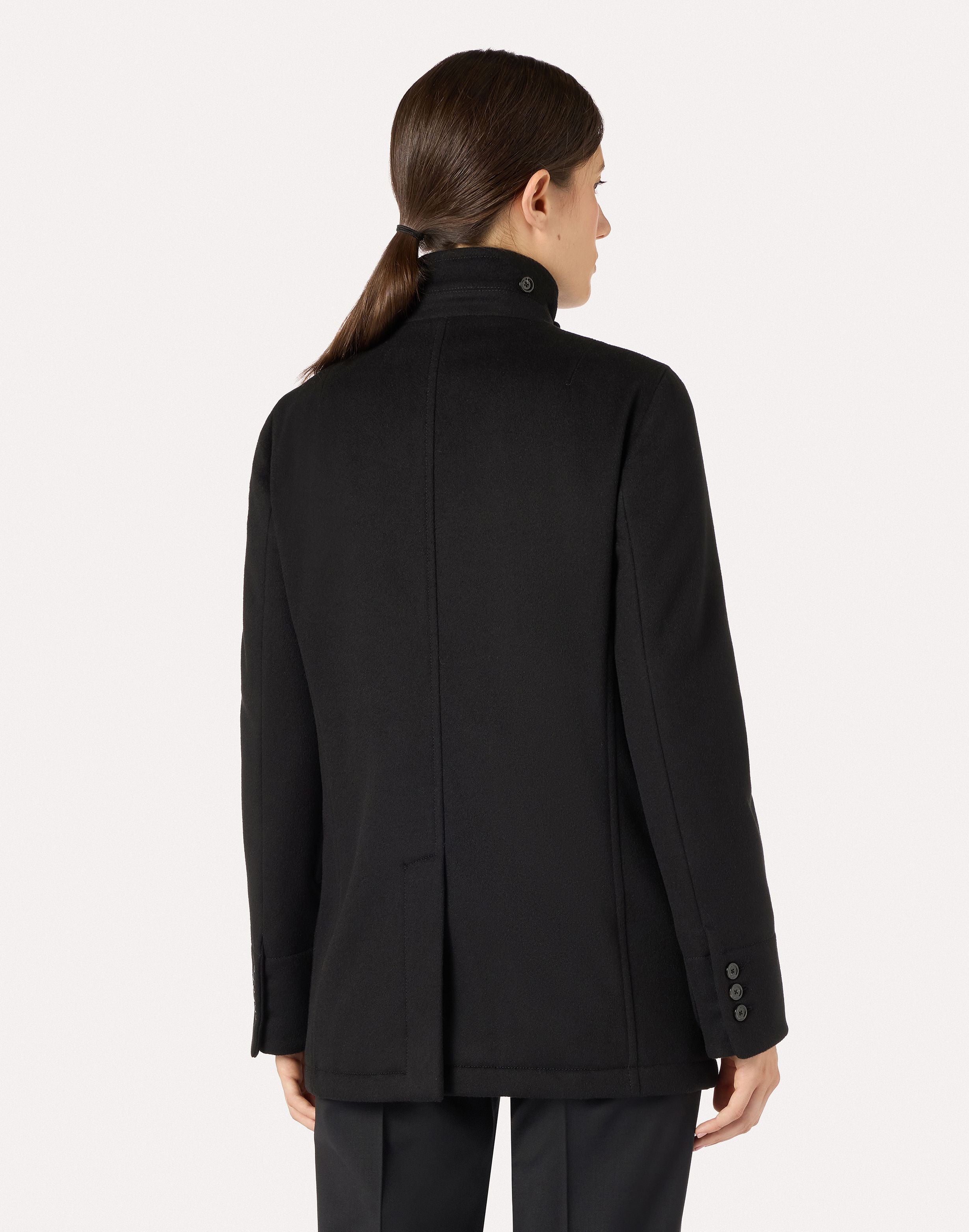 Asymmetric single-breasted black jacket in lightweight wool cloth BLACK Lardini 5