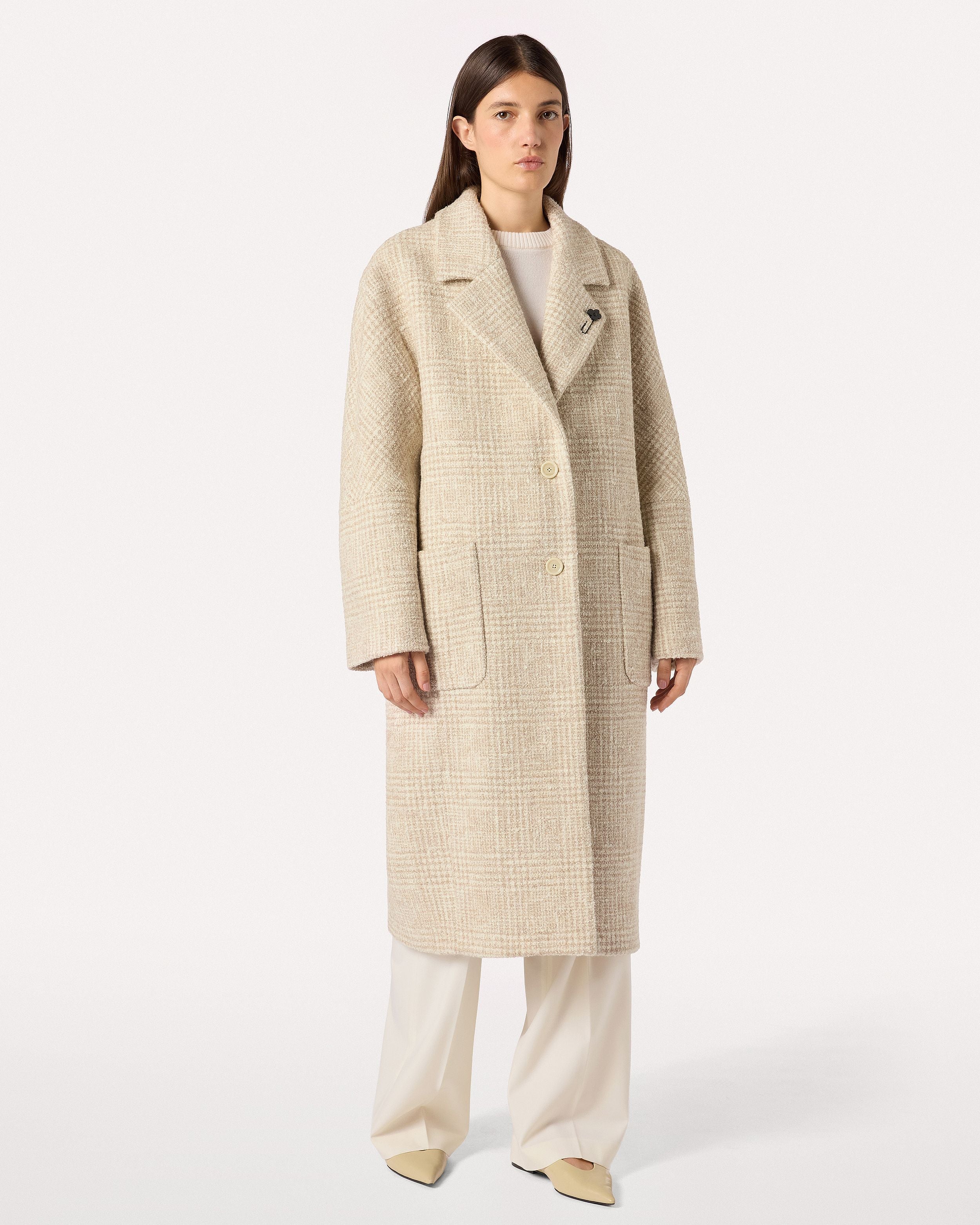 Sand long coat in bouclé alpaca CREAM/BEIGE Lardini 4