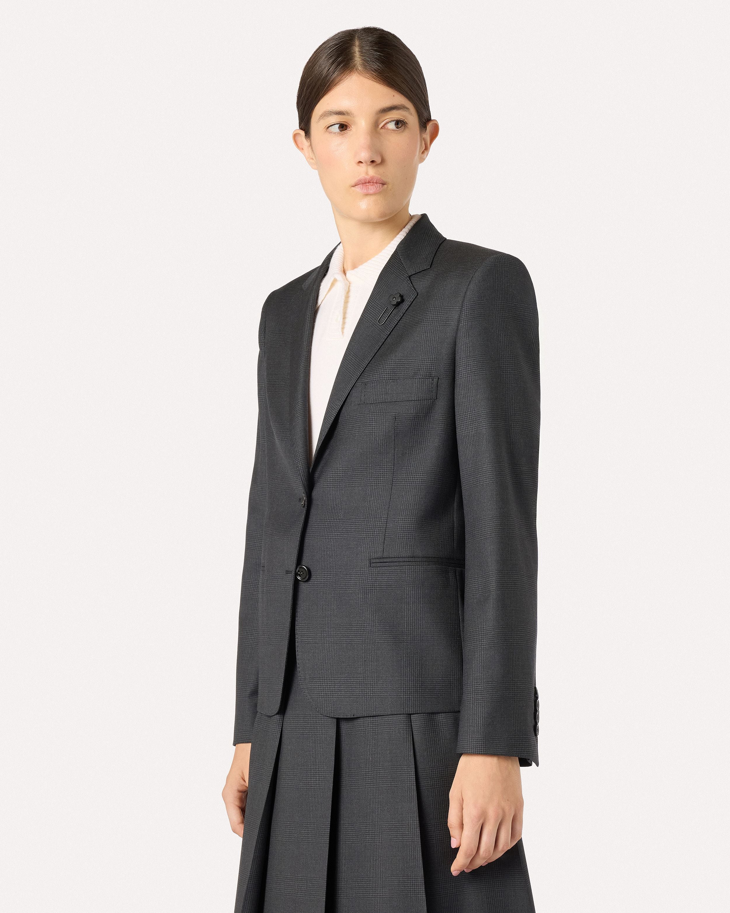 Giacca monopetto grigia in lana GREY/BLACK Lardini 4
