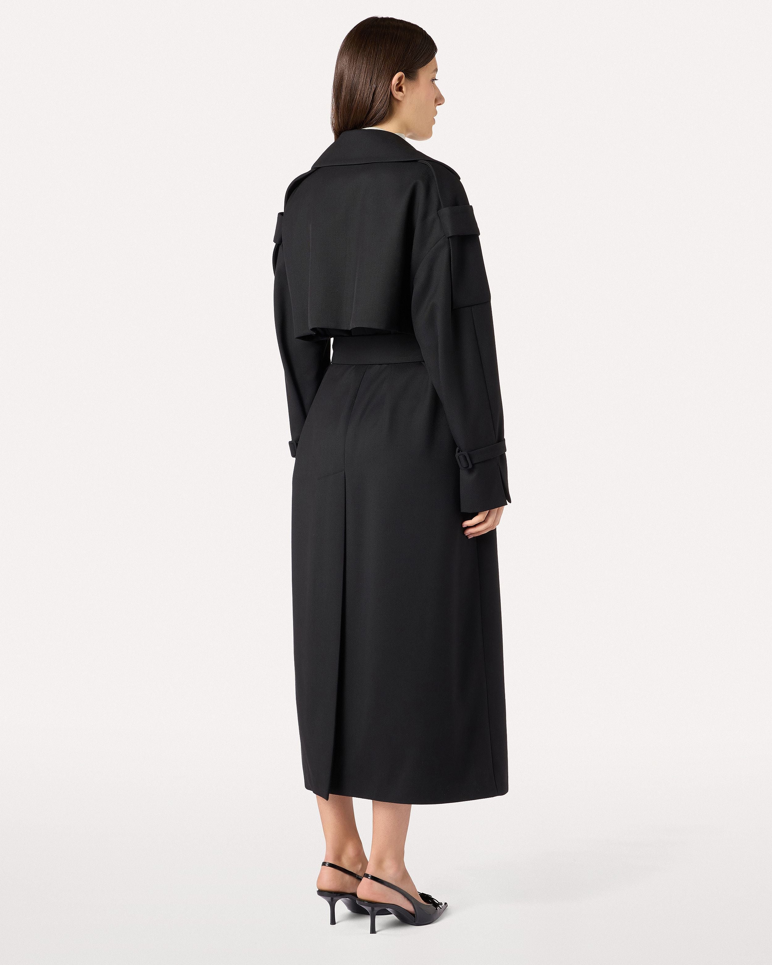 Black double-breasted trench coat in wool drill BLACK Lardini 5