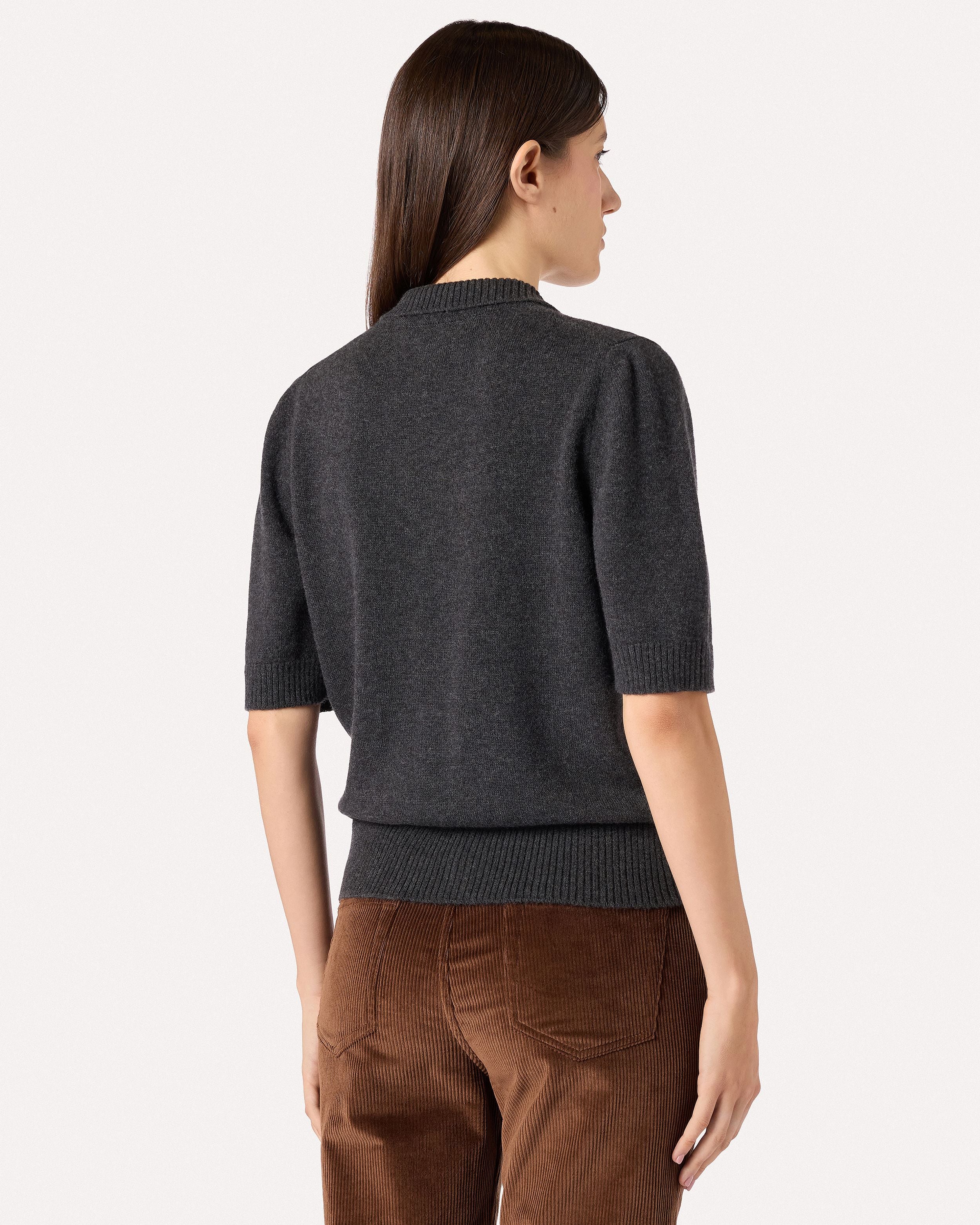 Anthracite grey short-sleeved polo in virgin wool knit GREY Lardini 5