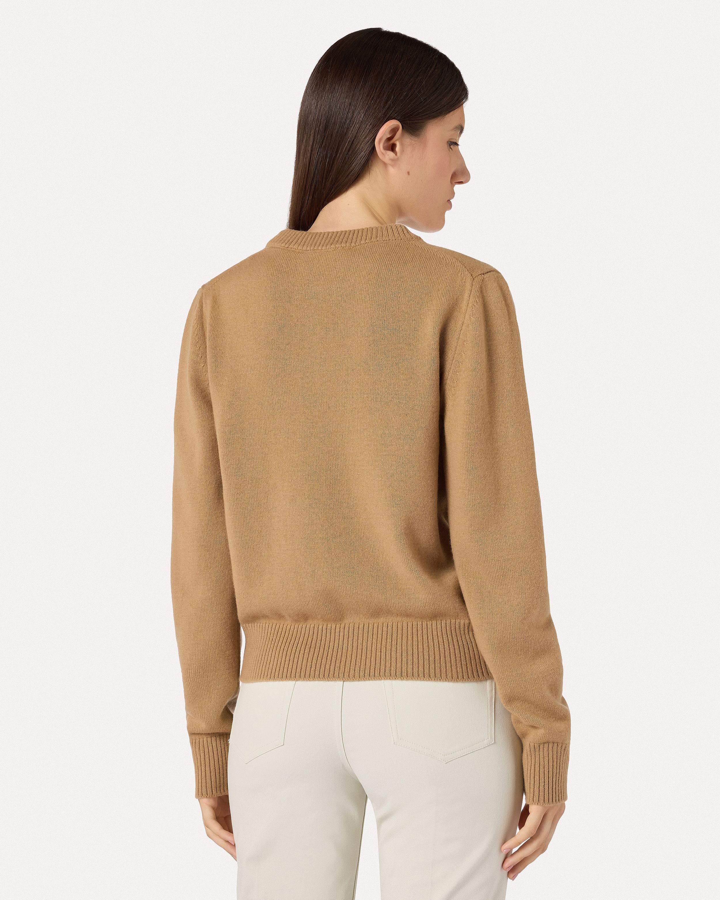 Camel crewneck in pure virgin wool knit BEIGE Lardini 5