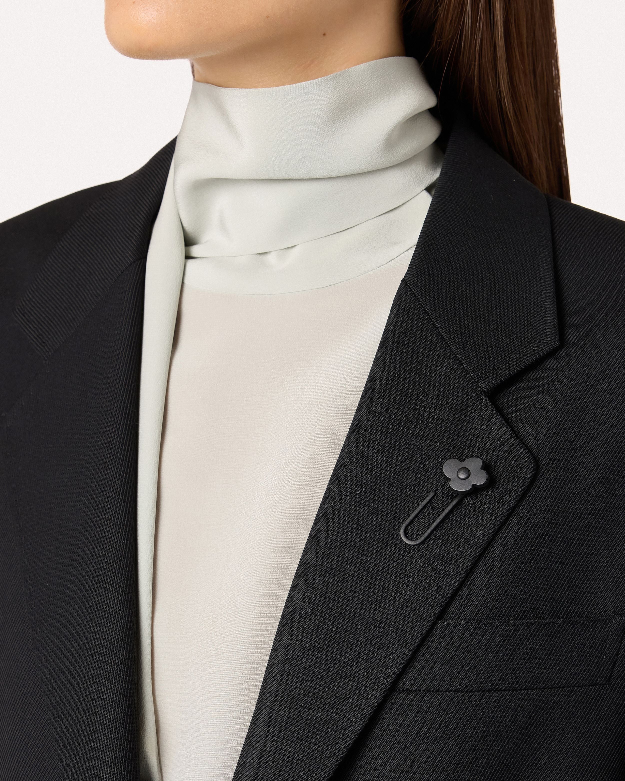 Giacca nera monopetto in drill di lana BLACK Lardini 3