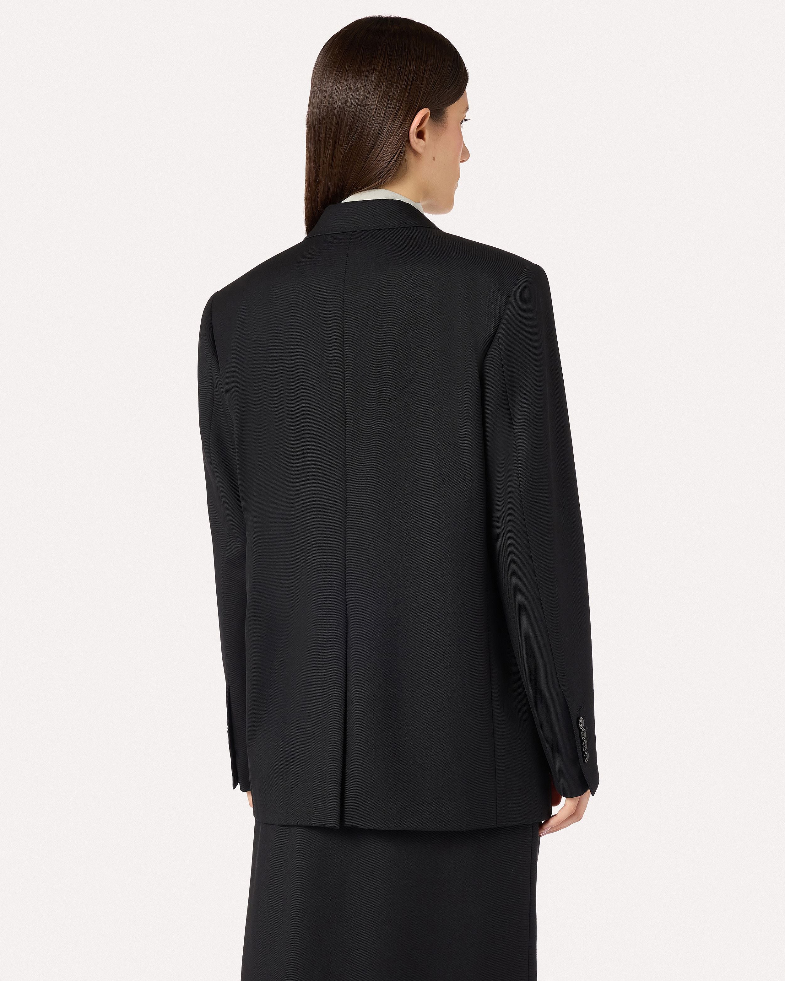 Giacca nera monopetto in drill di lana BLACK Lardini 5