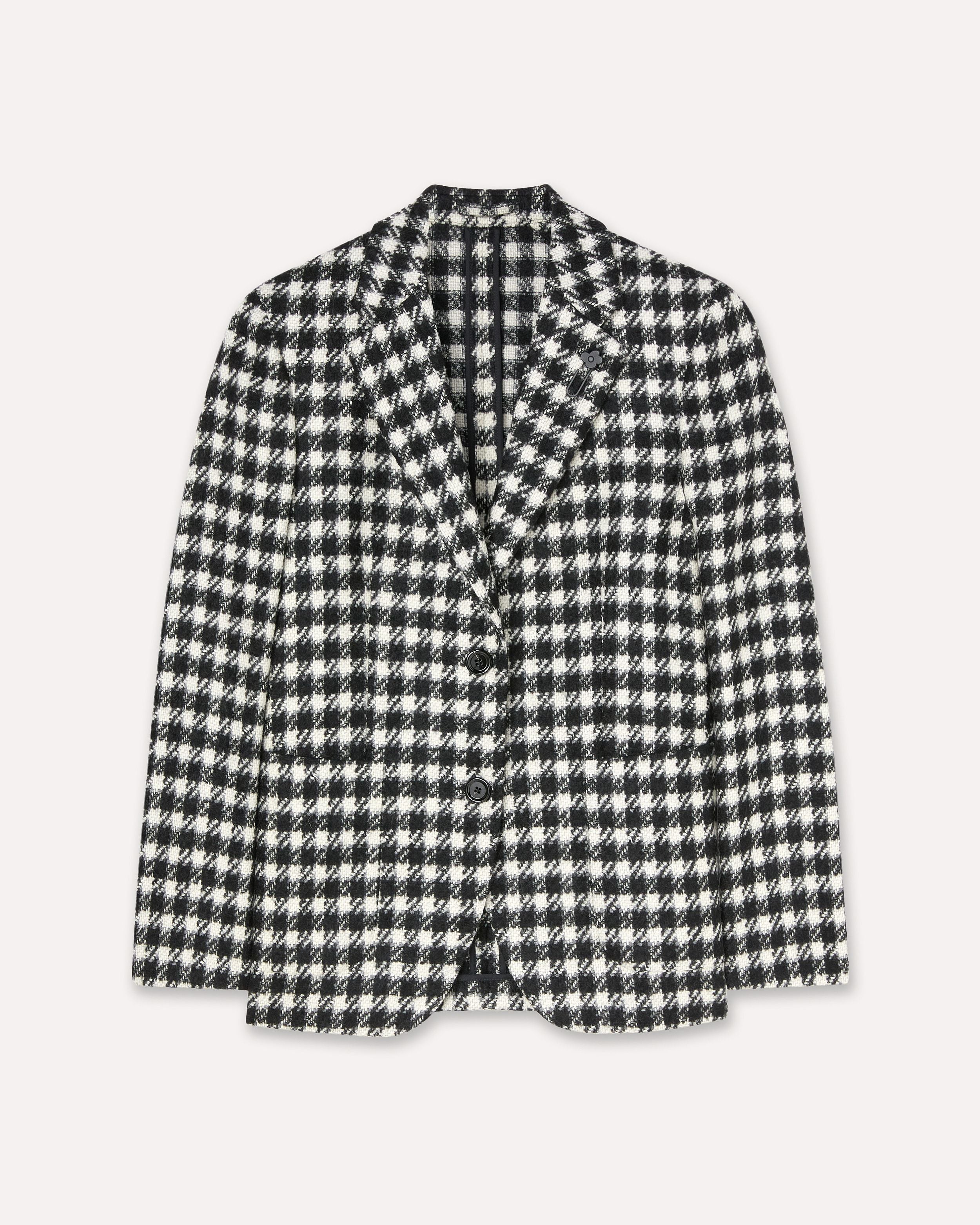 Giacca monopetto in lana e alpaca pied-de-poule nero e bianco CREAM Lardini 1