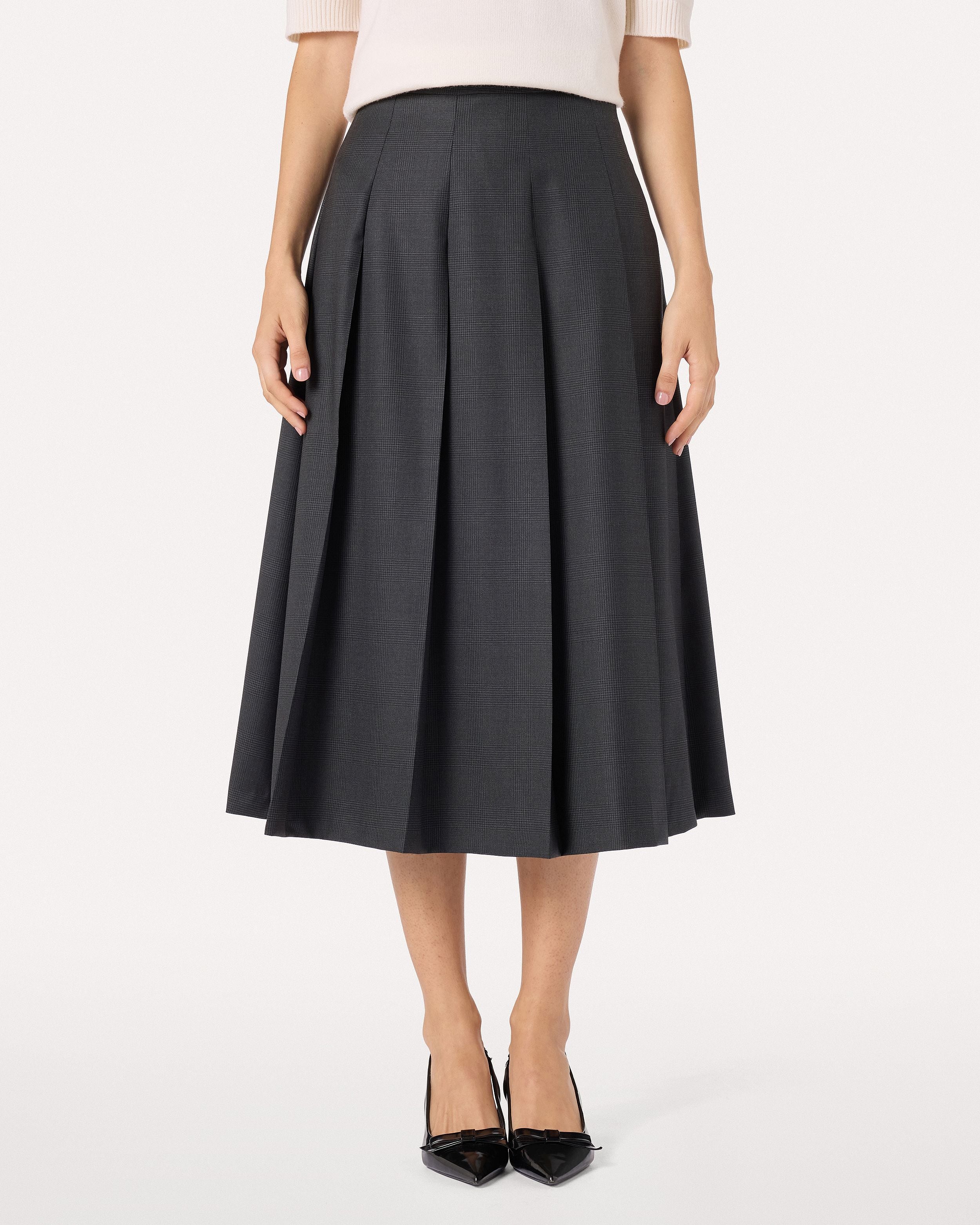 Gonna a pieghe midi color antracite GREY/BLACK Lardini 4