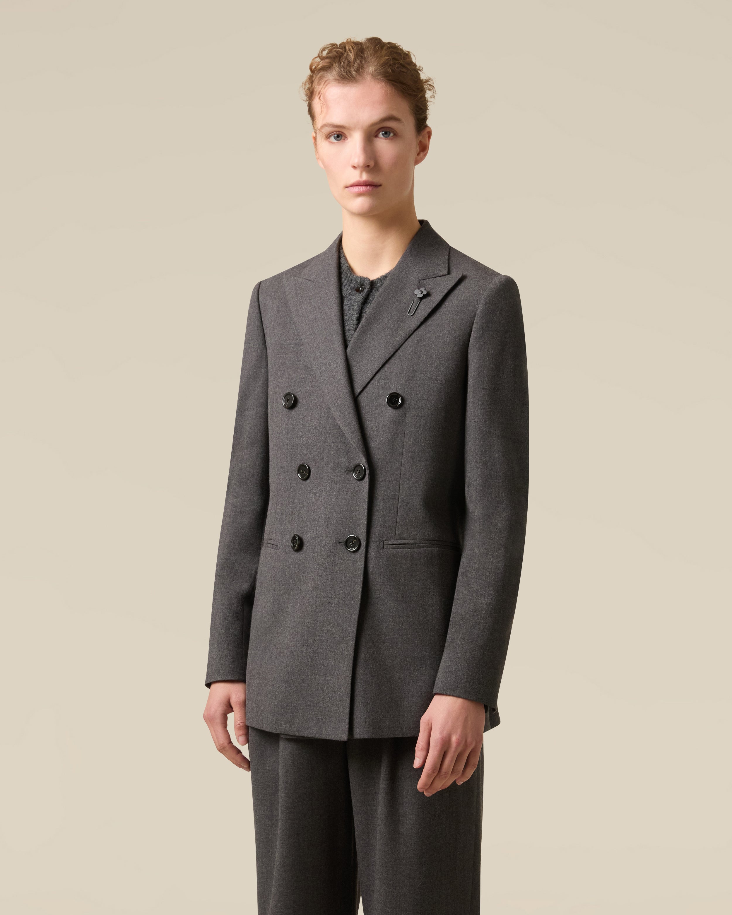 Grey double-breasted blazer GREY Lardini 4