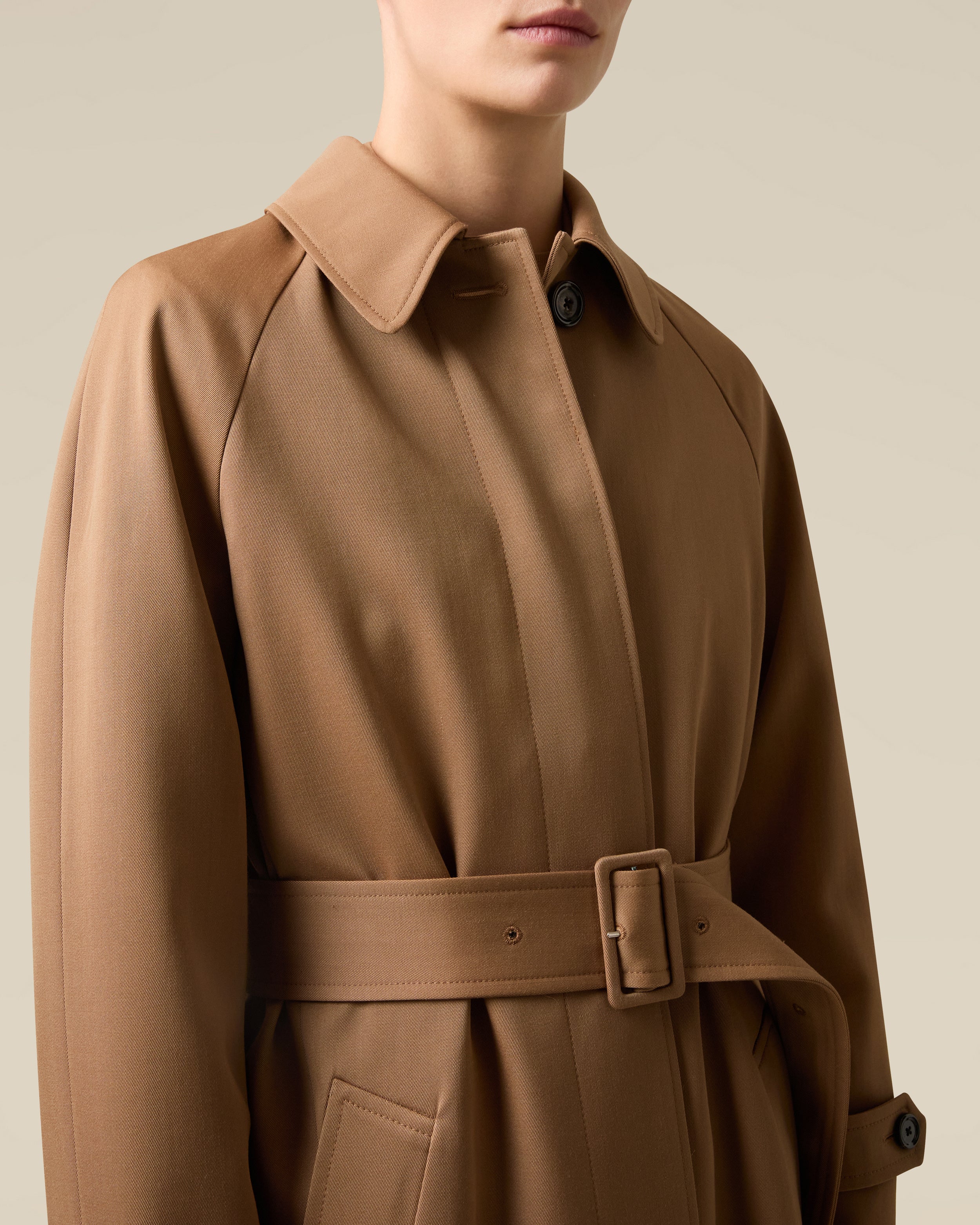 Beige wool gabardine trench coat CAMEL Lardini 3