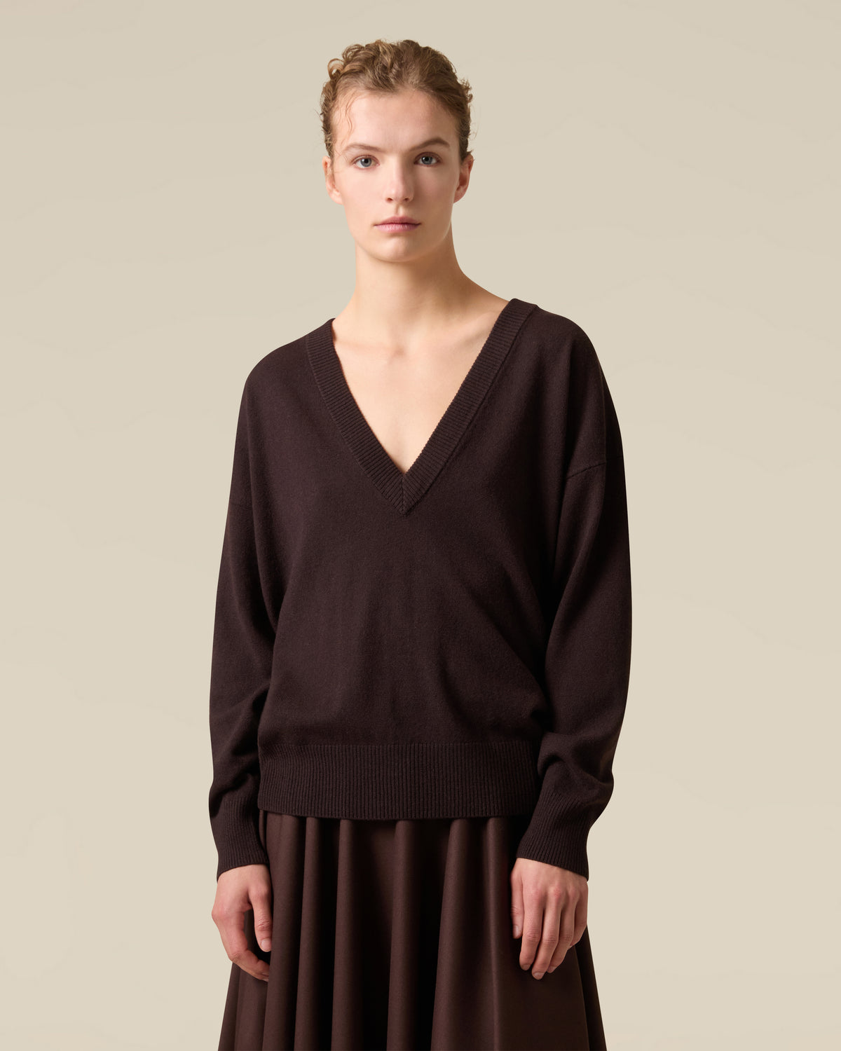 Brown oversized sweater in wool and cashmere BROWN Lardini 4
