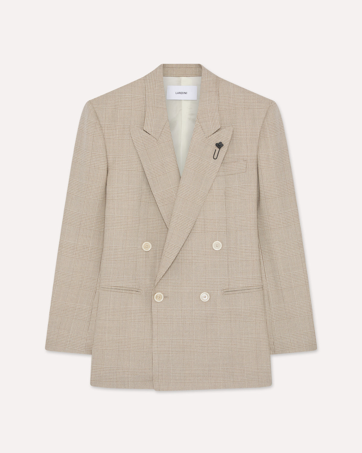 Double-breasted jacket in natural stretch wool BEIGE Lardini
