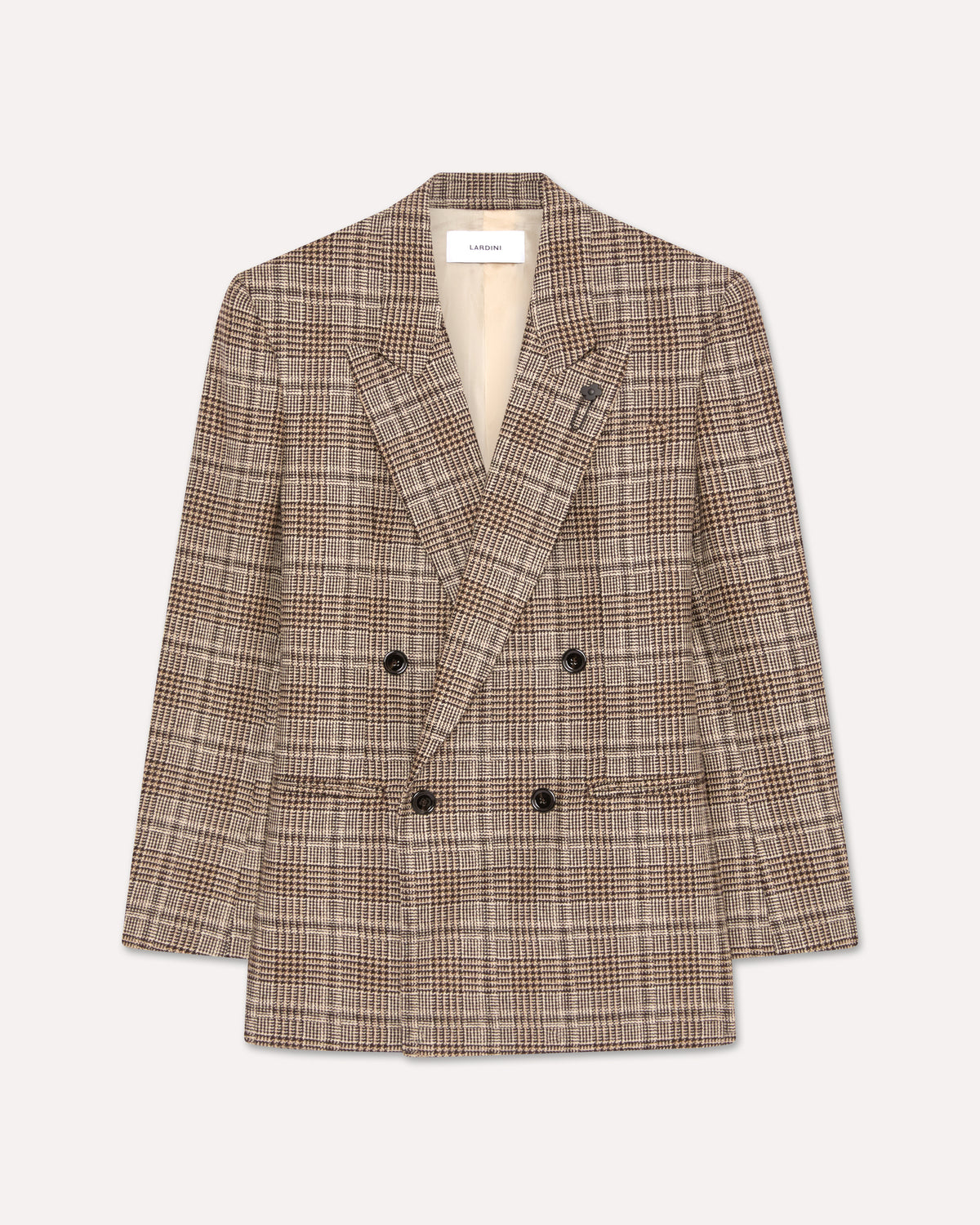 Double-breasted blazer in wool-cashmere blend, Prince of Wales pattern BEIGE/BROWN Lardini 1