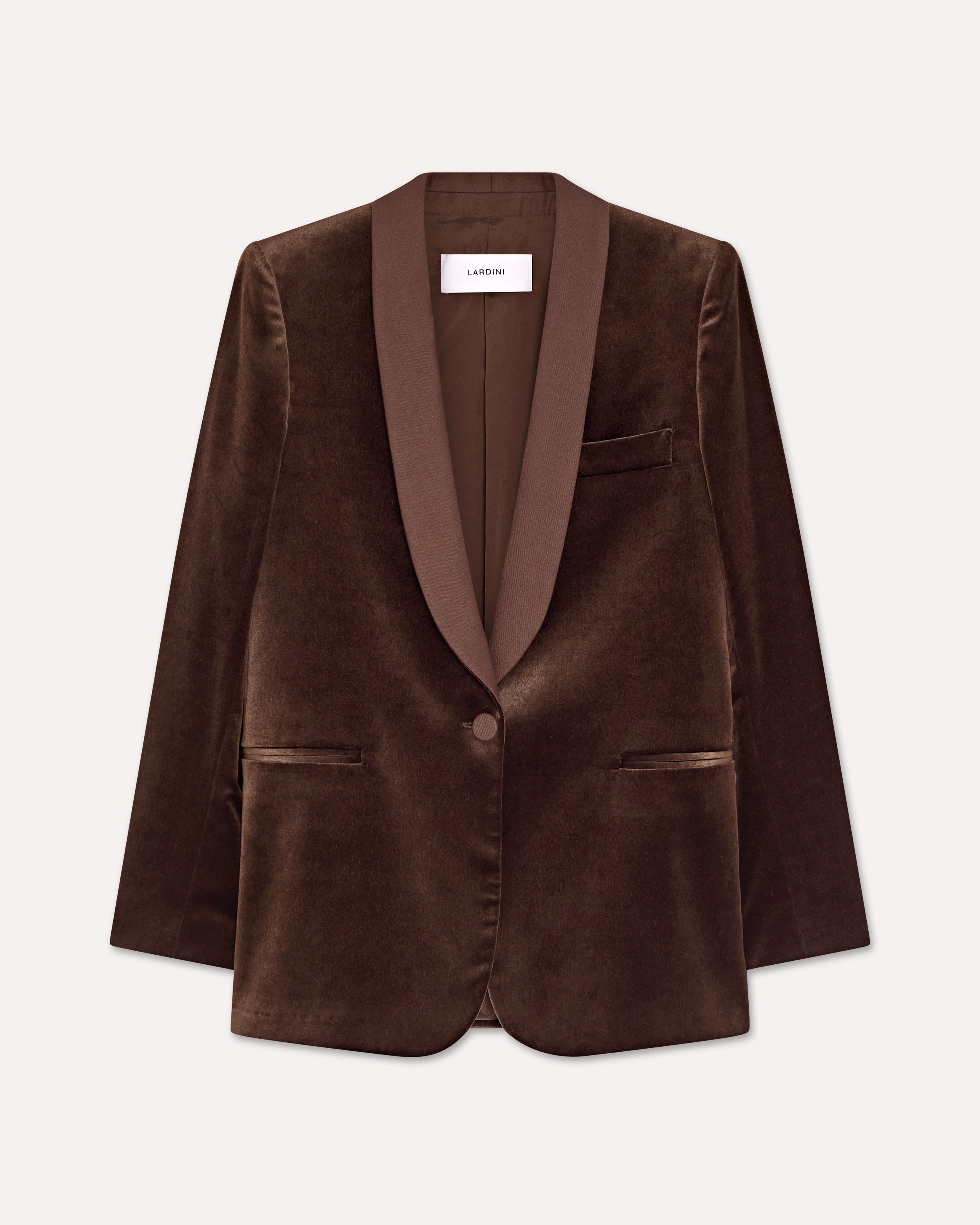 Brown single-breasted velvet jacket BROWN Lardini 1