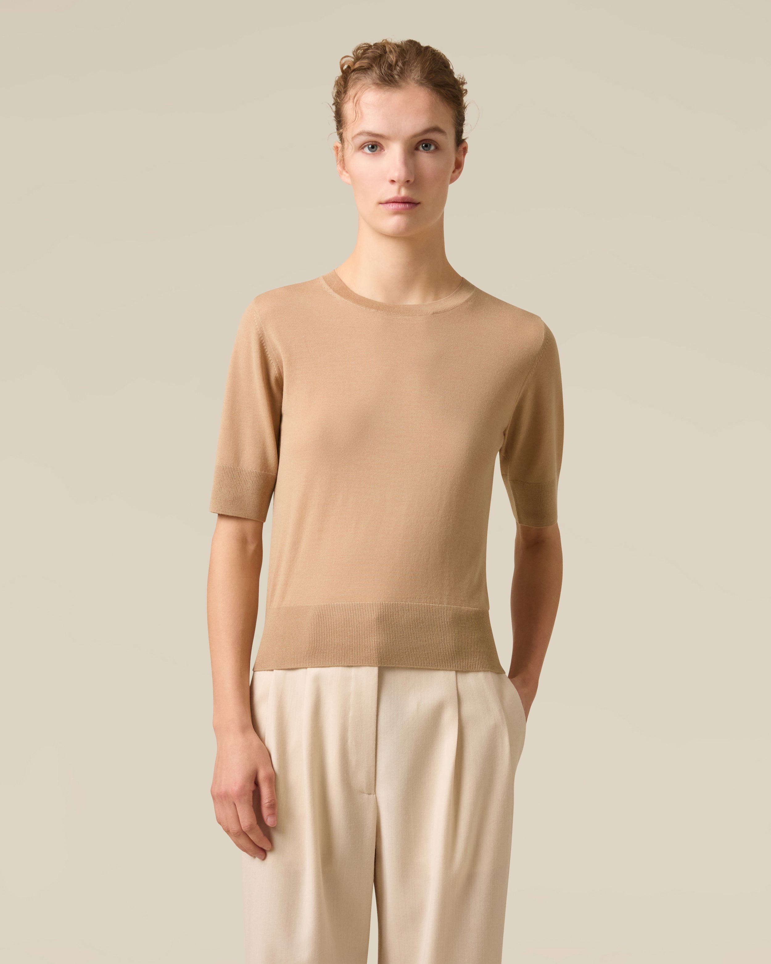 Maglia girocollo beige BEIGE Lardini 4