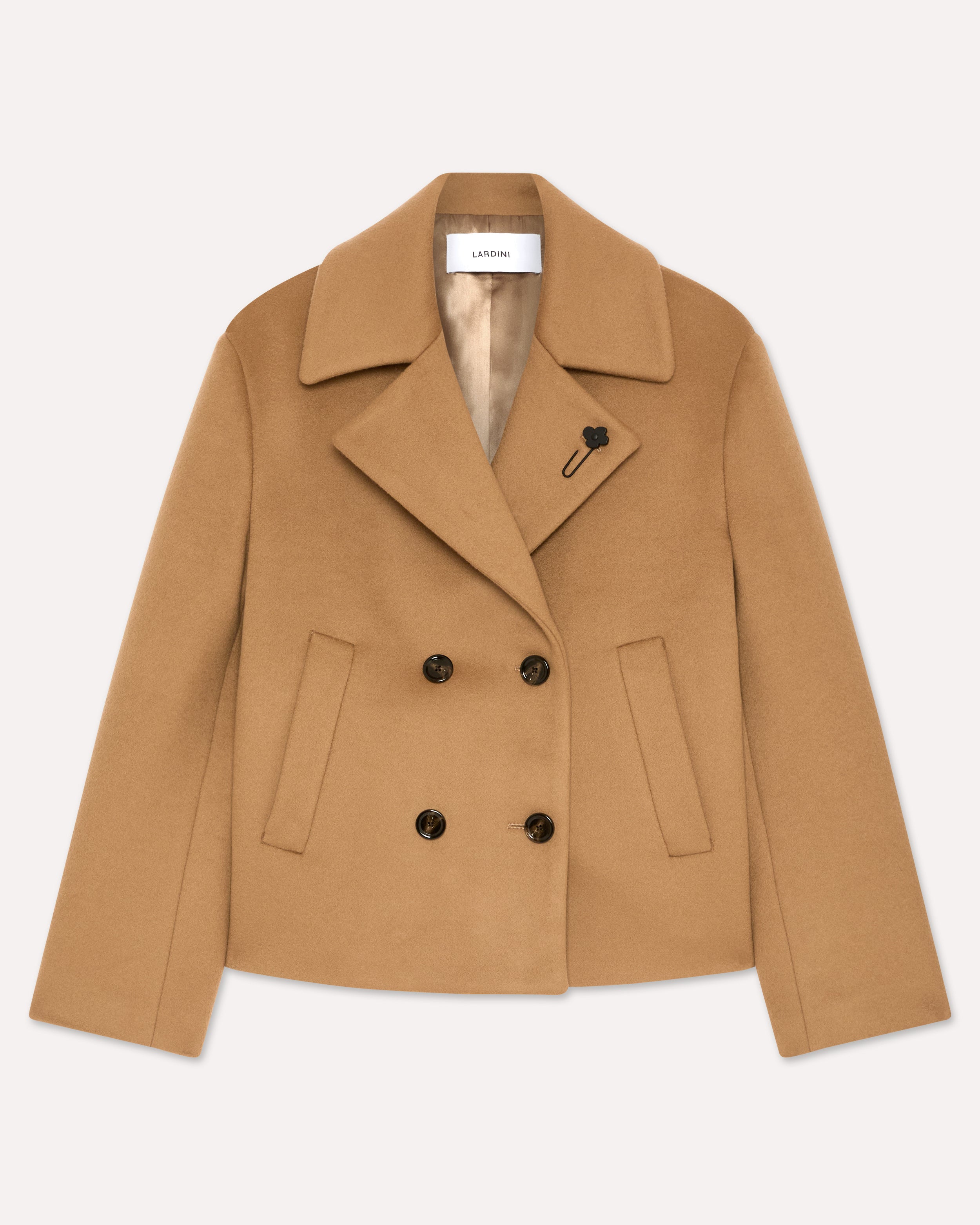 Short beige peacoat HAZELNUT Lardini 1