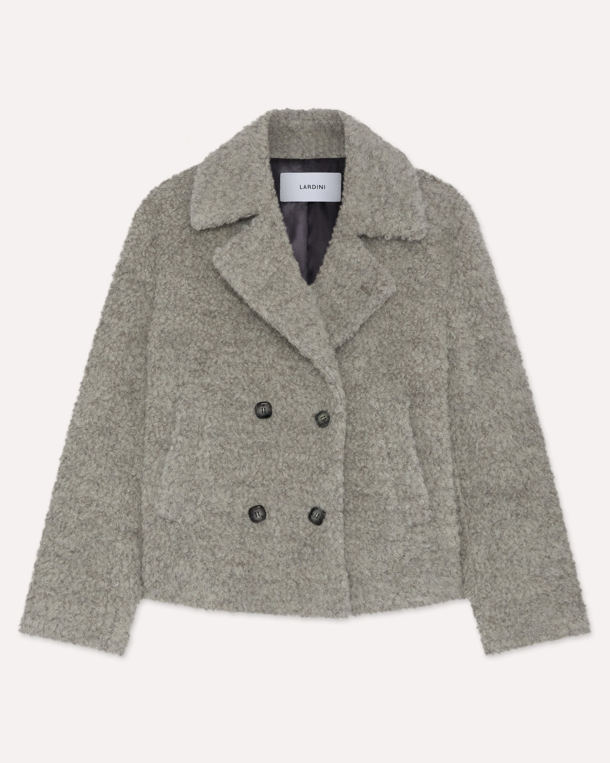 Short double-breasted pea coat in alpaca and mohair bouclé GREY Lardini
