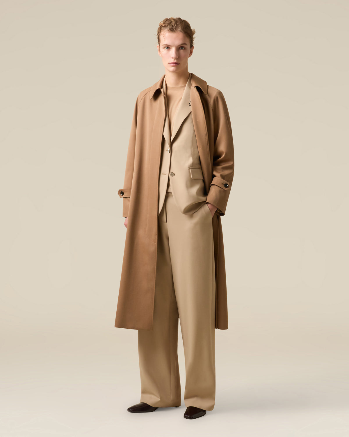 Beige wool gabardine trousers BEIGE Lardini 2