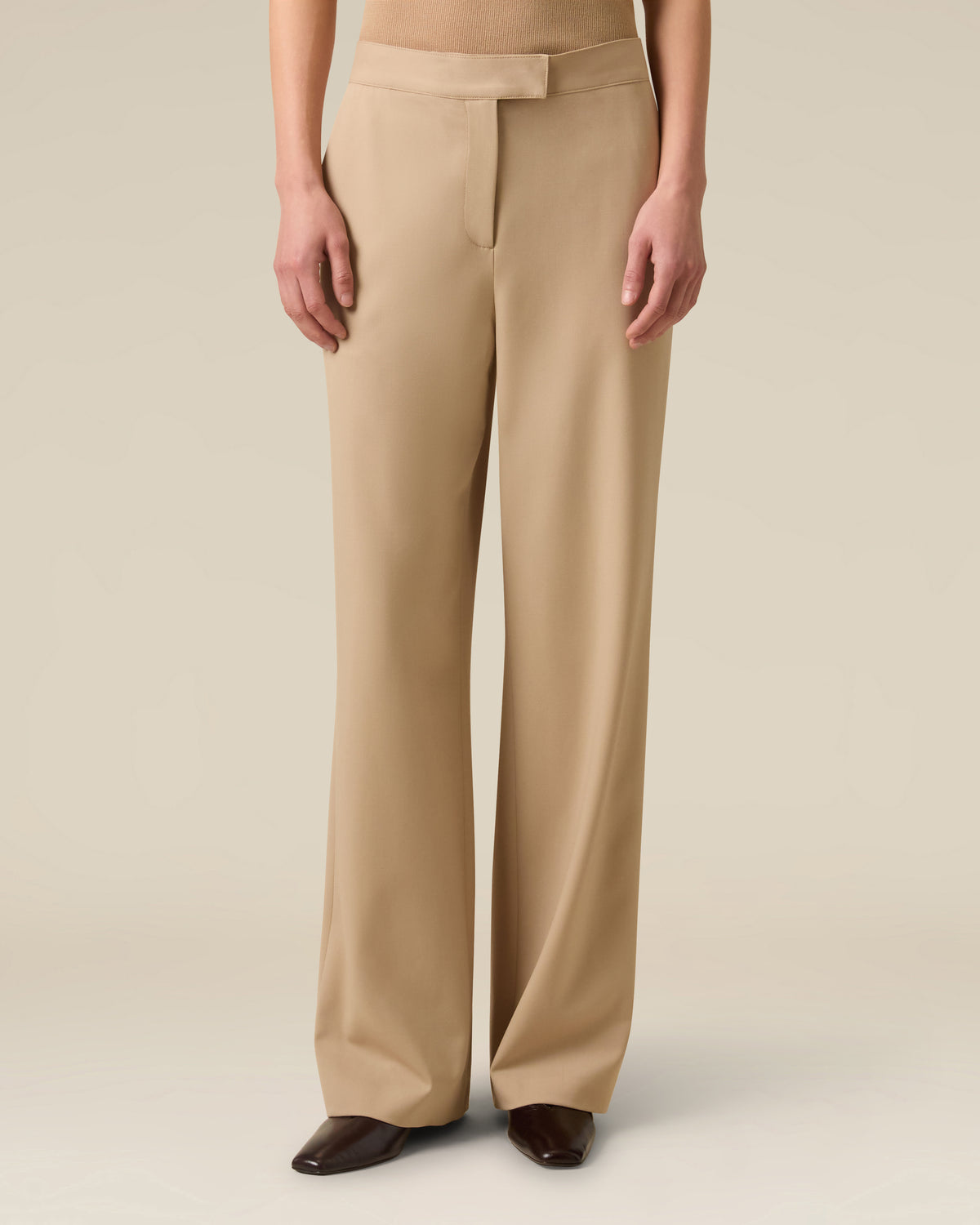 Beige wool gabardine trousers BEIGE Lardini 4
