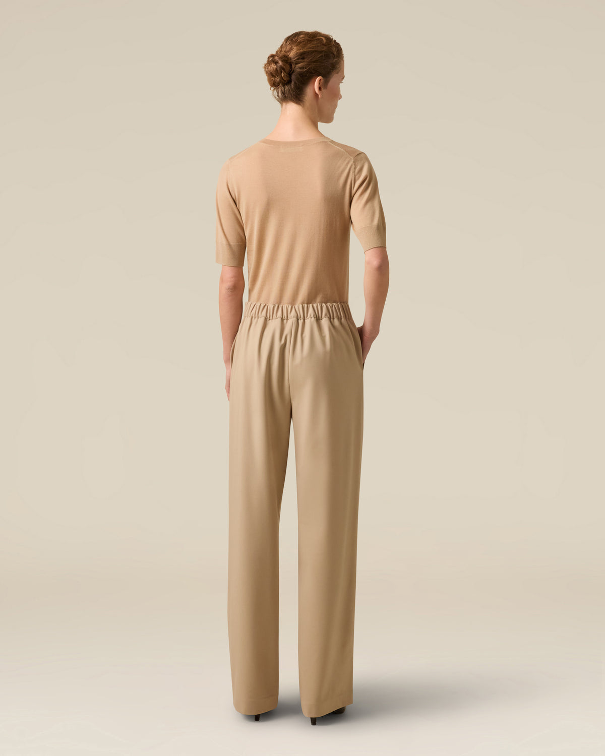 Beige wool gabardine trousers BEIGE Lardini 5