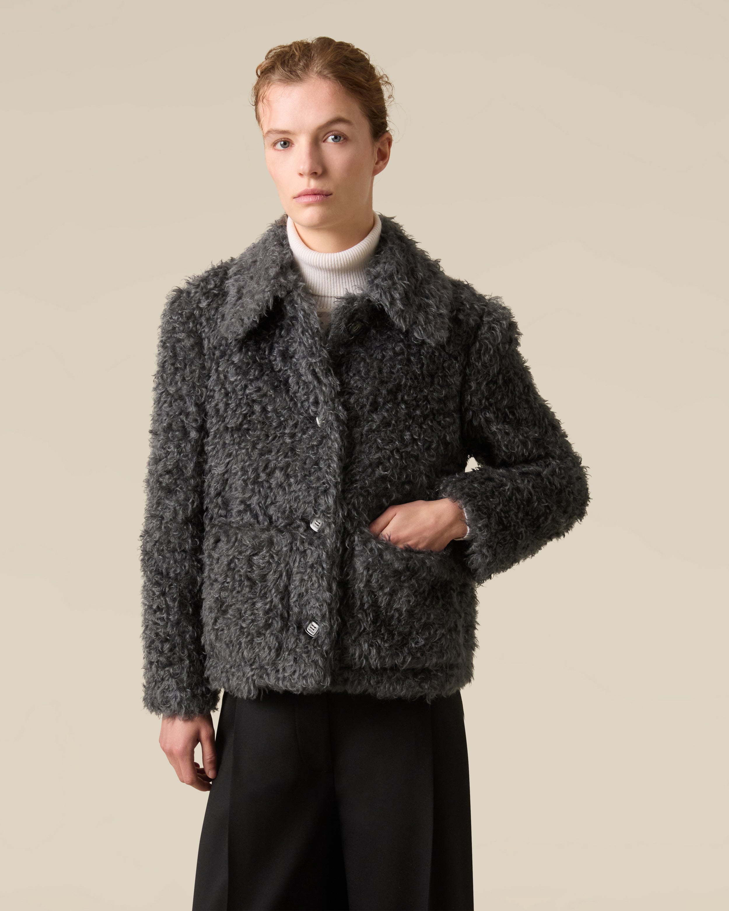 Short grey coat GREY Lardini 4
