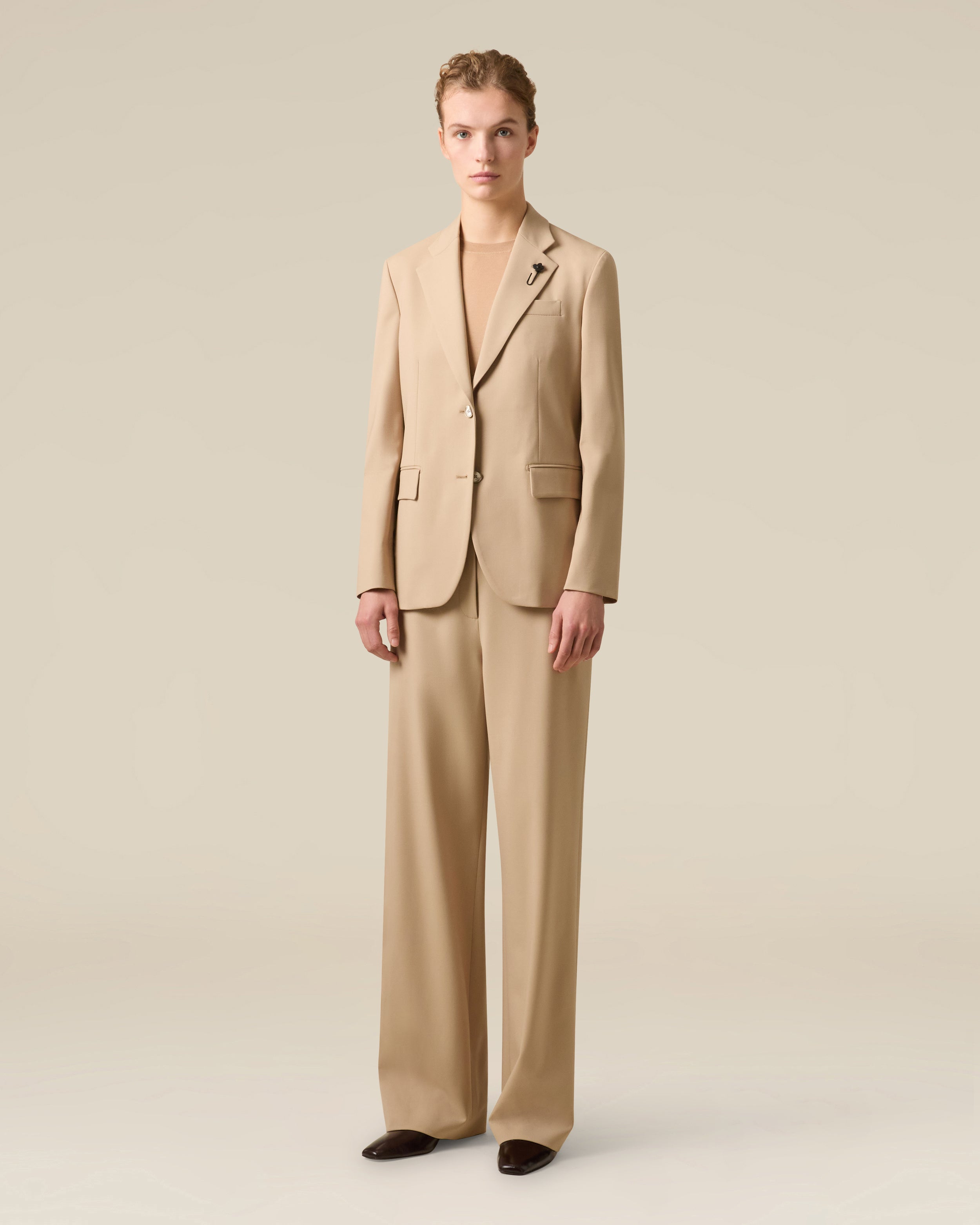 Beige wool gabardine blazer BEIGE Lardini 2