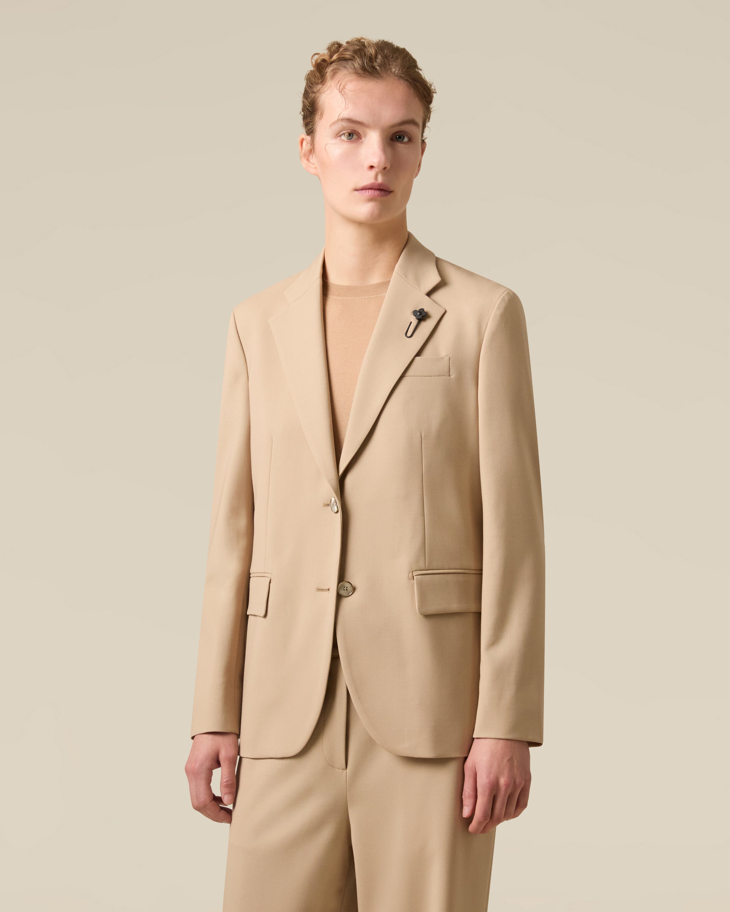 Beige wool gabardine blazer BEIGE Lardini 4