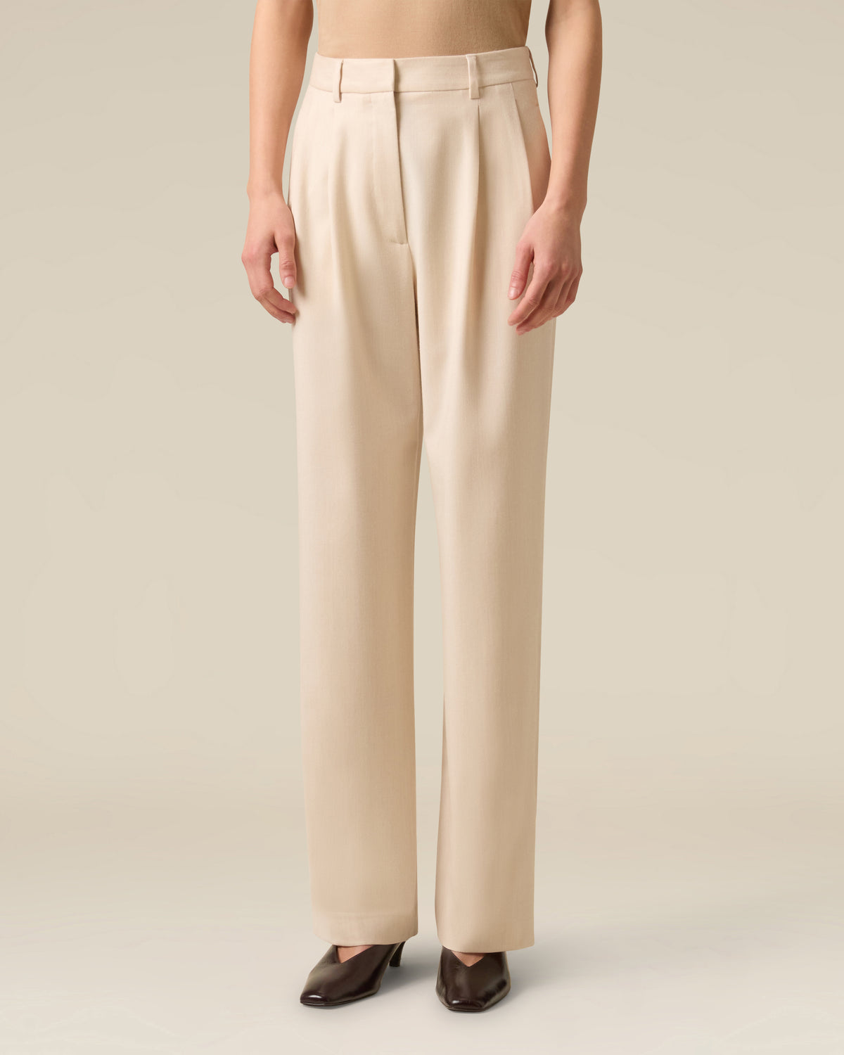 Ivory wool and cashmere trousers CREAM Lardini 4