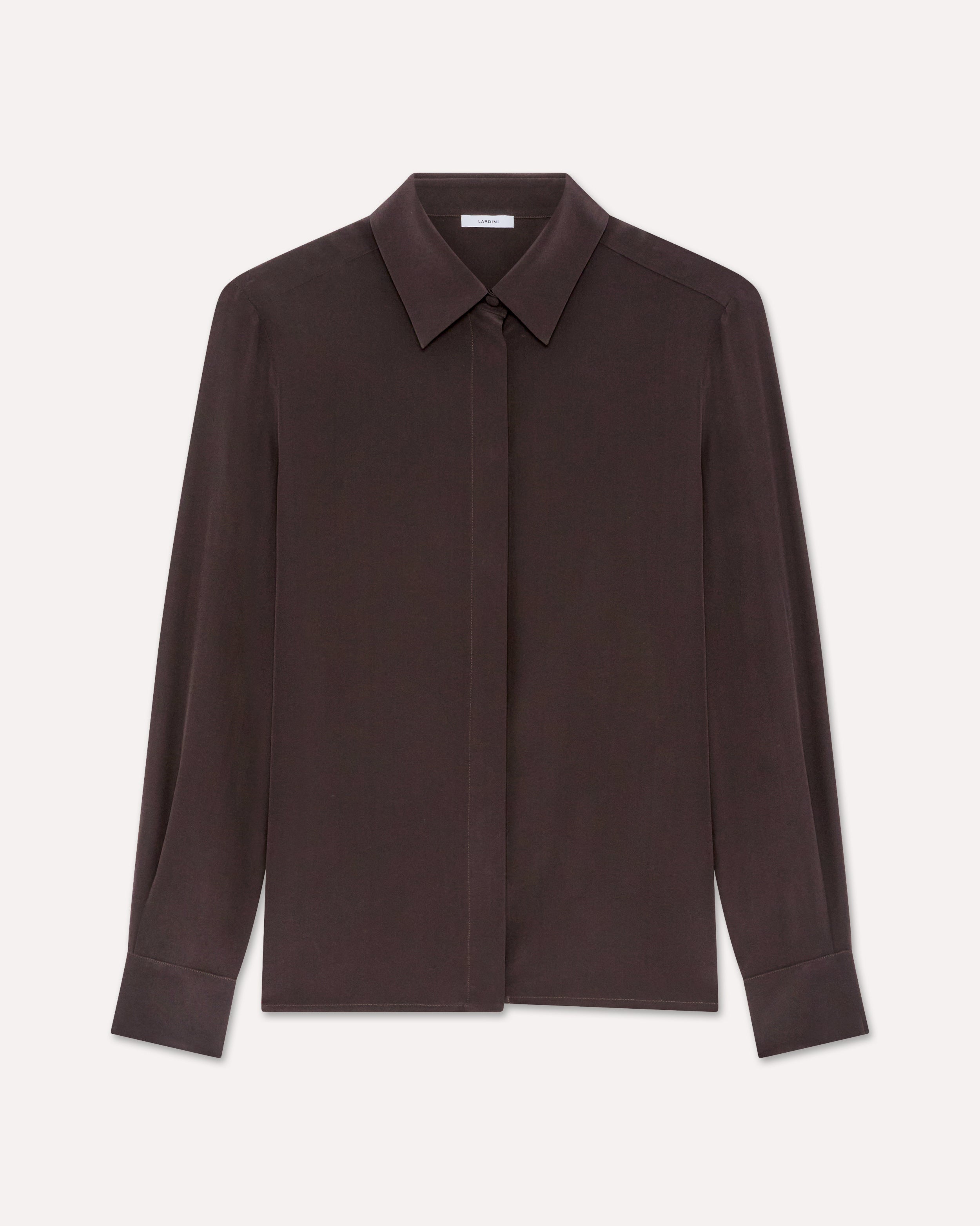 Camicia in seta marrone BROWN Lardini 1
