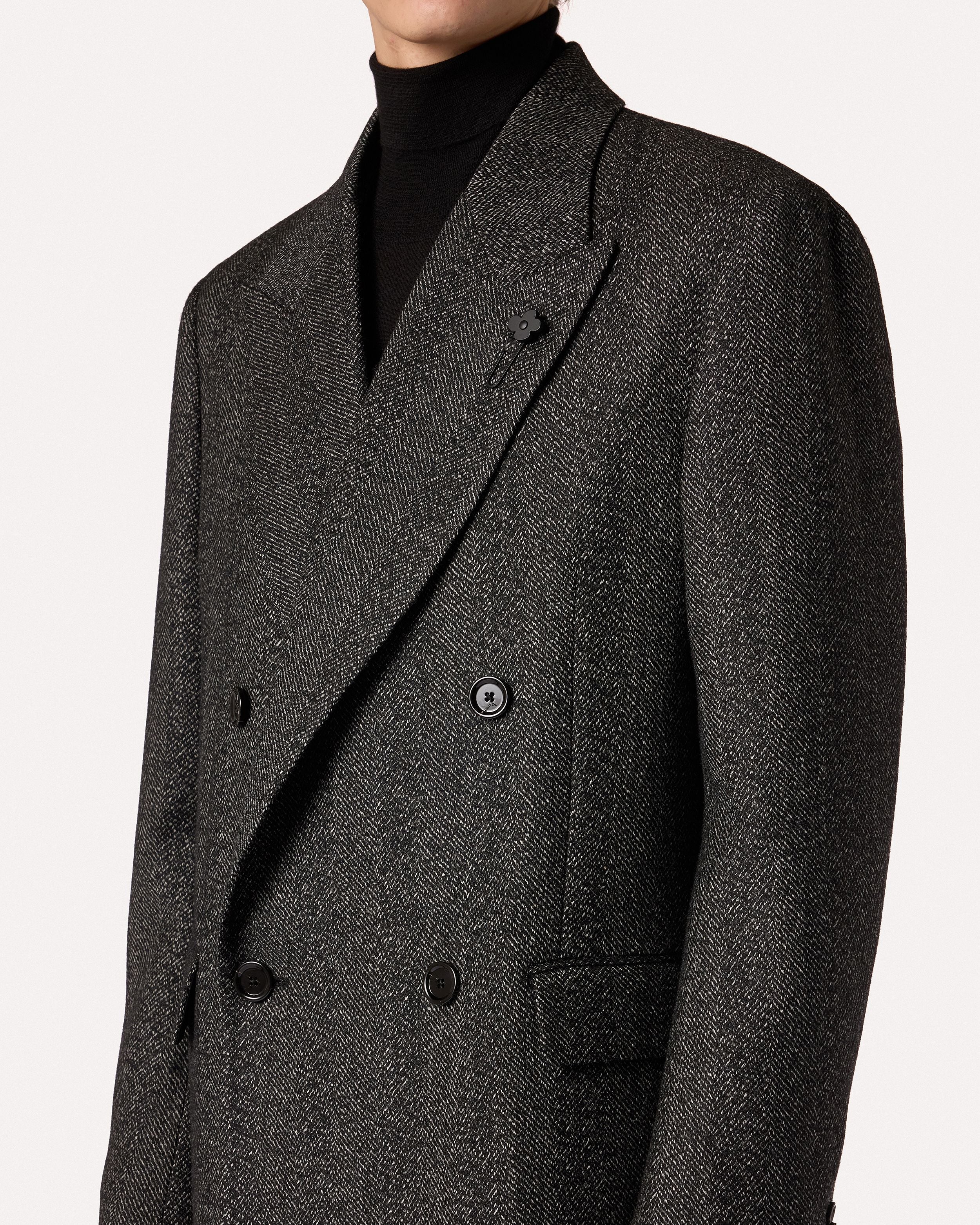 Cappotto doppiopetto grigio in lana a spina di pesce GREY Lardini 3