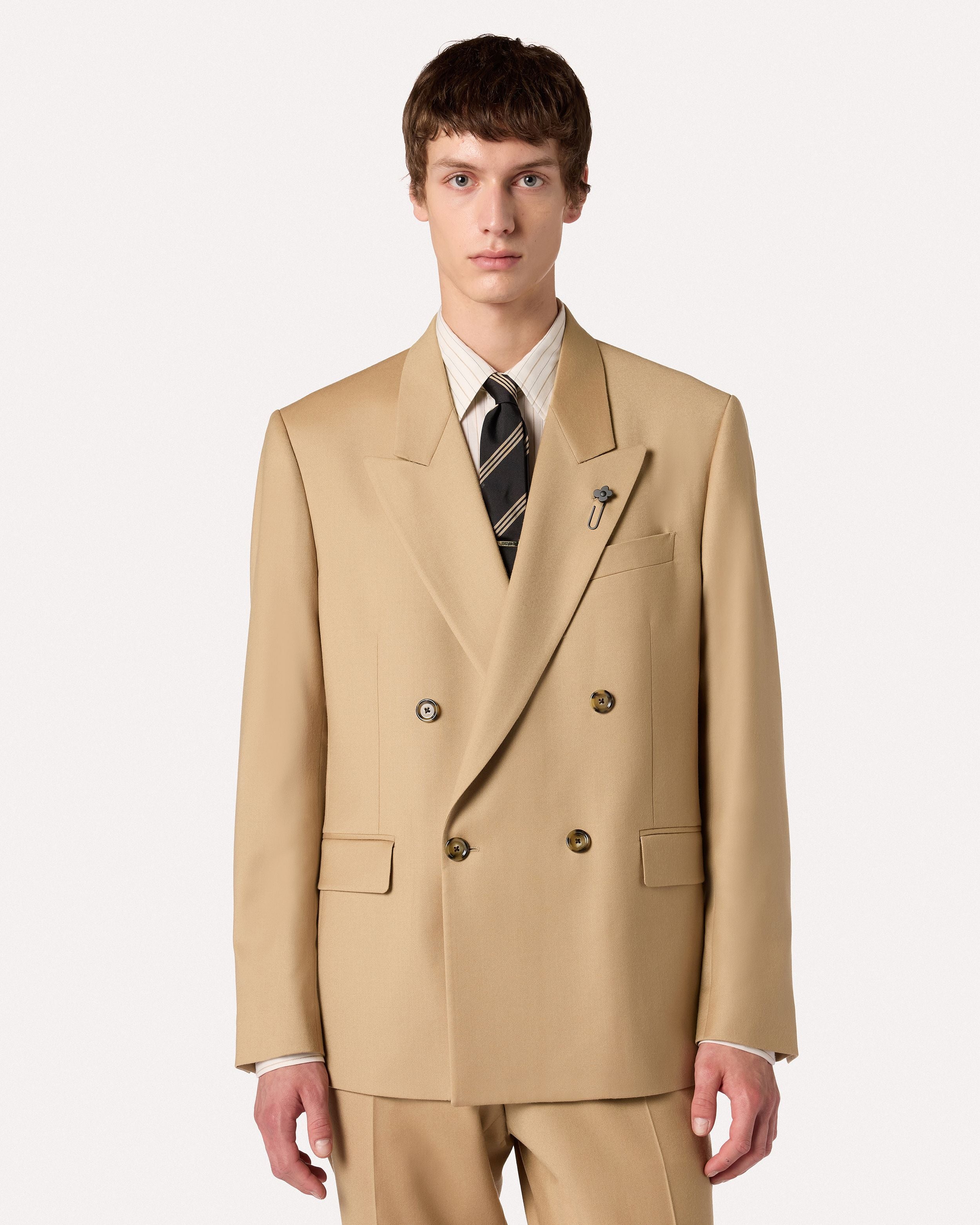 Giacca doppiopetto cammello in flanella stretch CAMEL Lardini 4