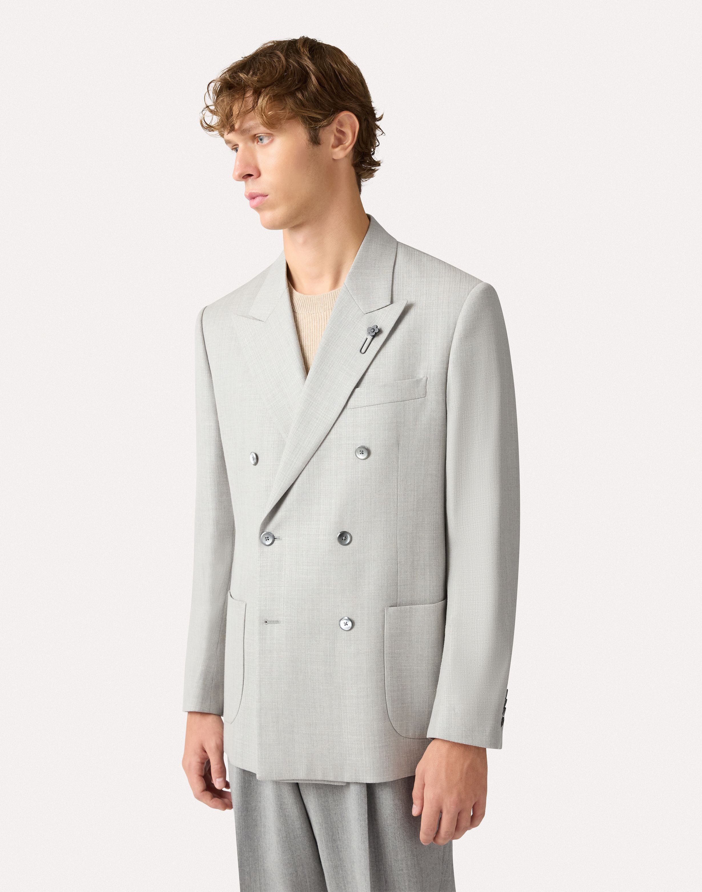 Double-breasted jacket in grey twill GREY Lardini 4