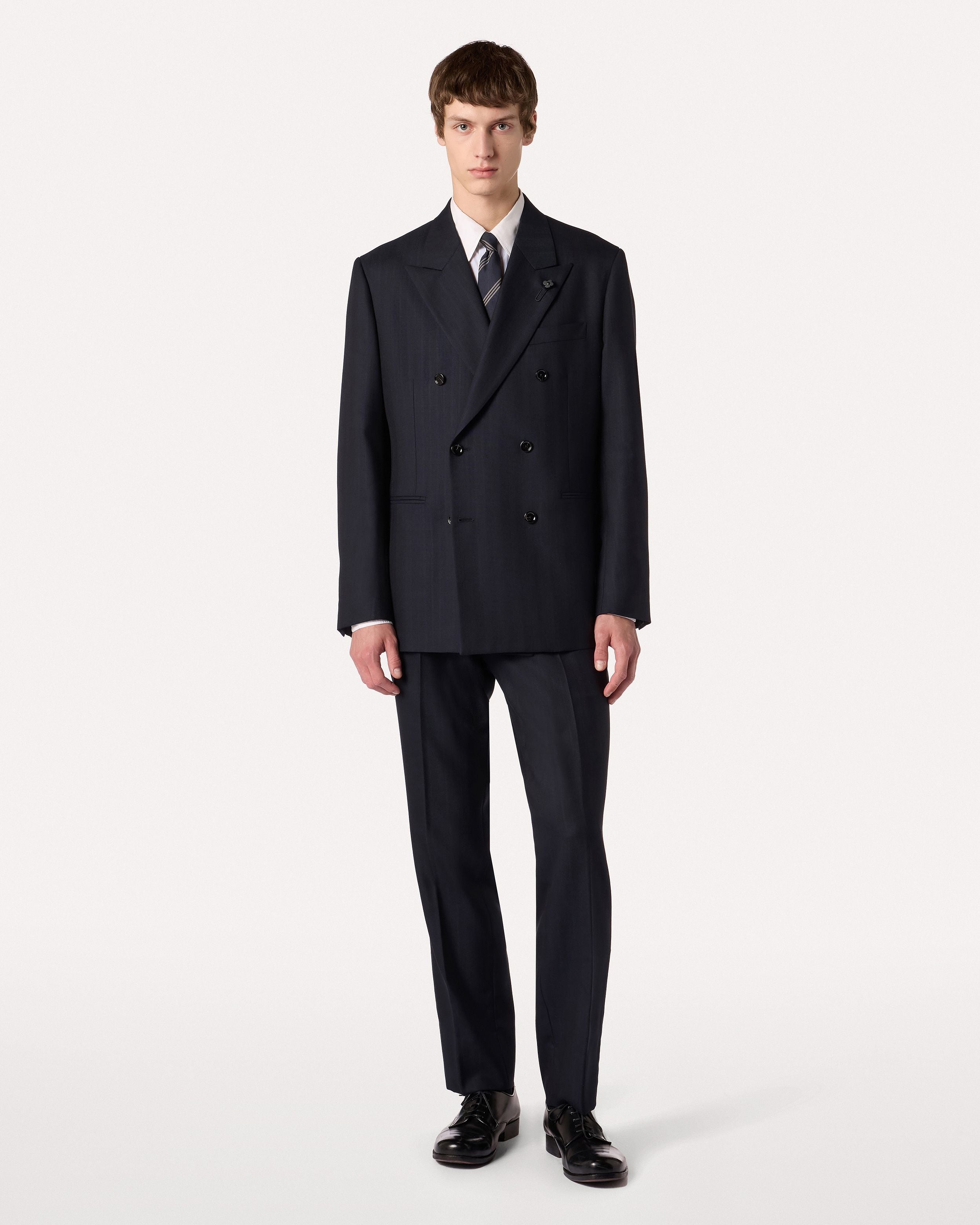 Abito doppiopetto blu in lana twill BLUE Lardini 2