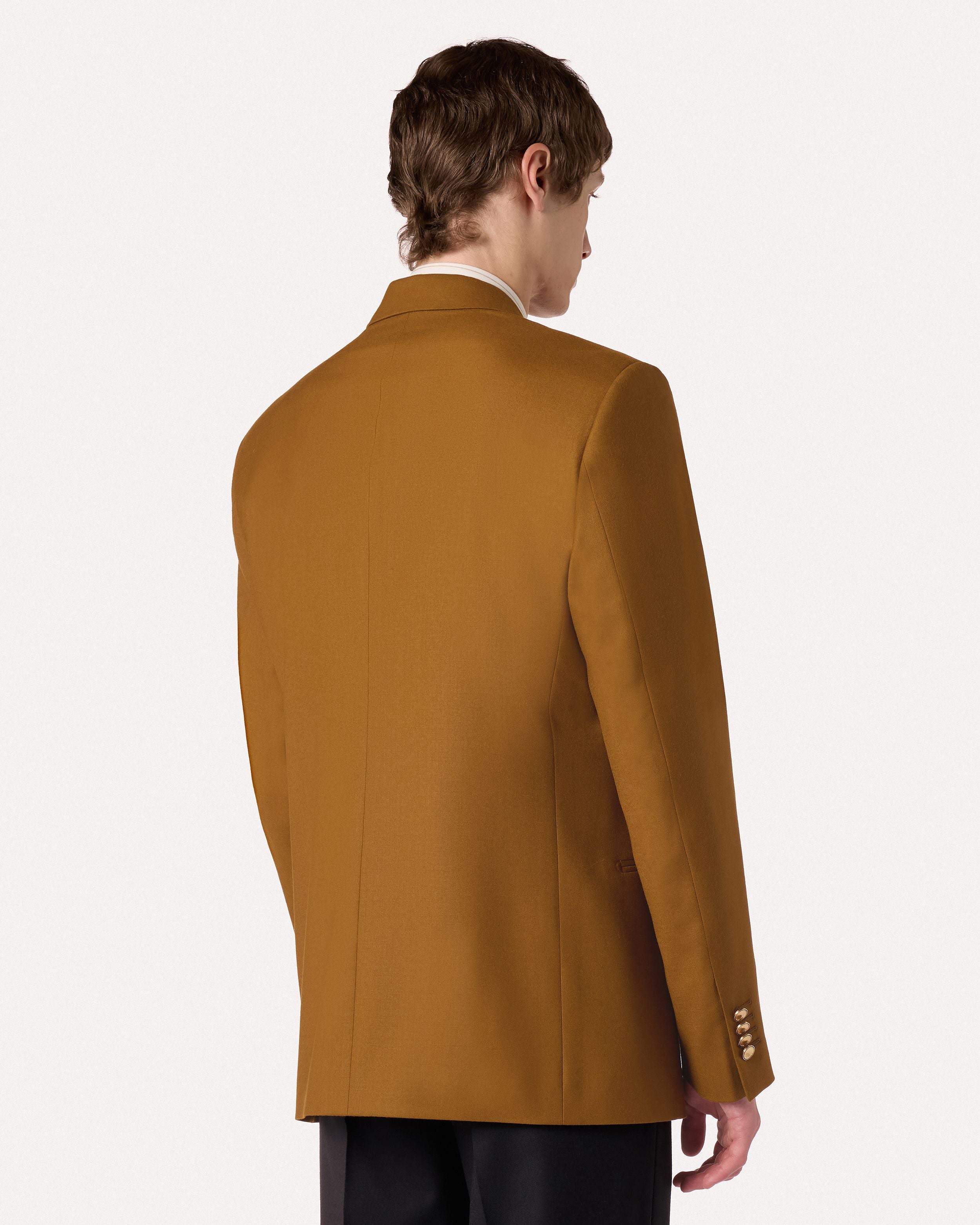 Giacca doppiopetto nocciola in flanella CAMEL Lardini 5
