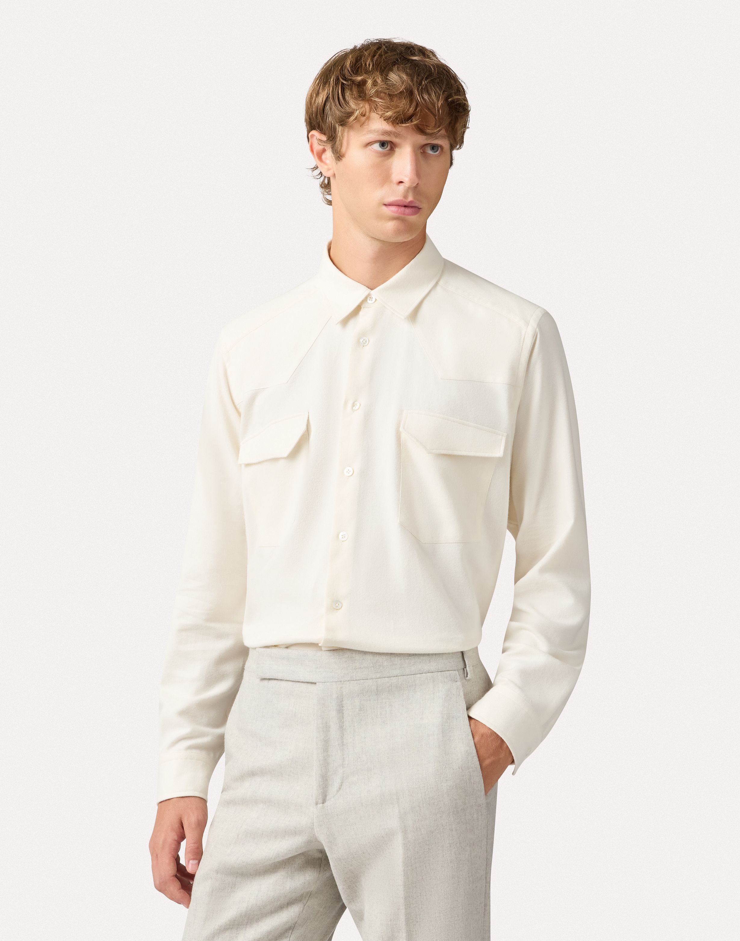 Camicia in twill color panna CREAM Lardini 4