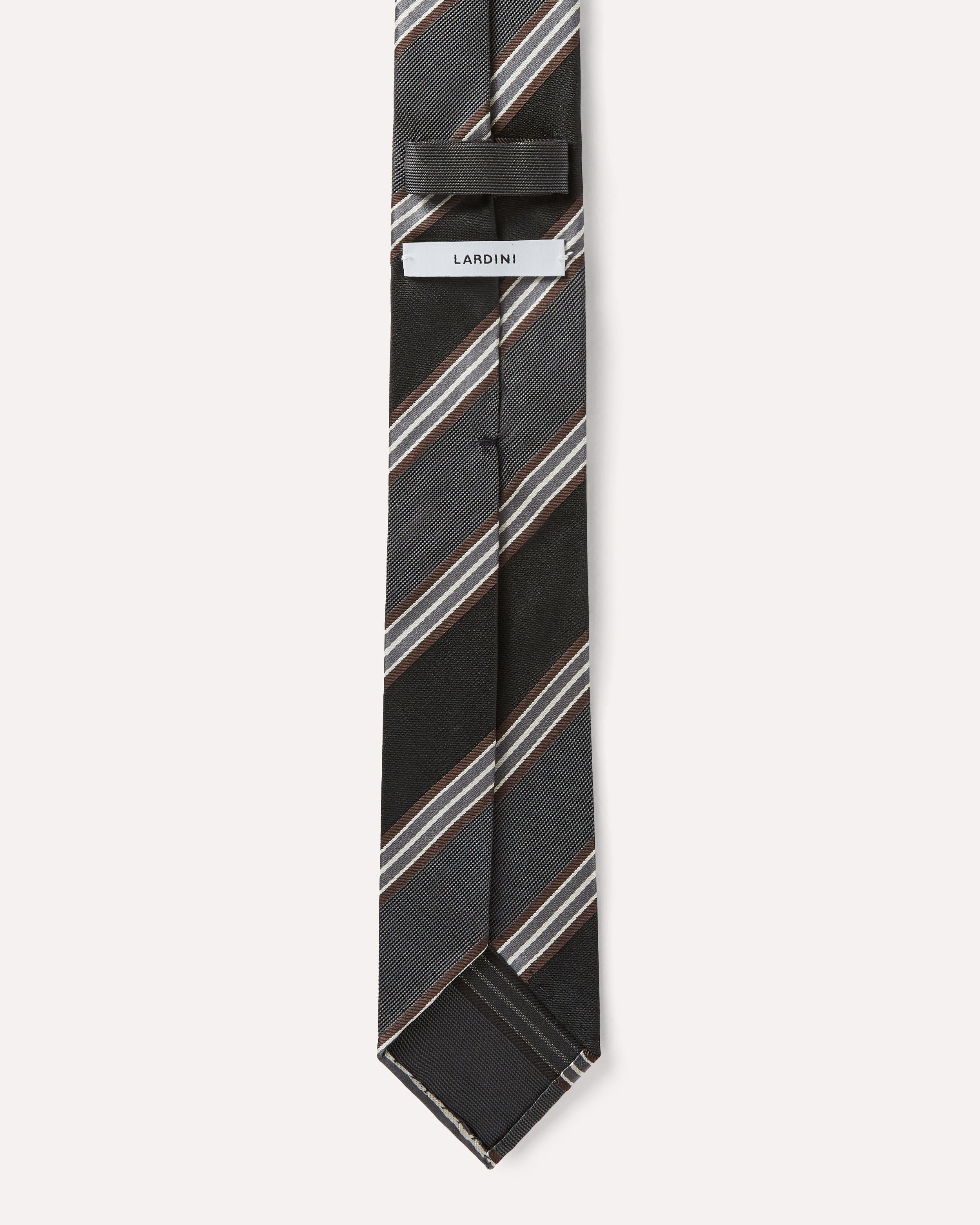 Gray regimental tie with burgundy and white details GREY/BURGUNDY/WHITE Lardini 2