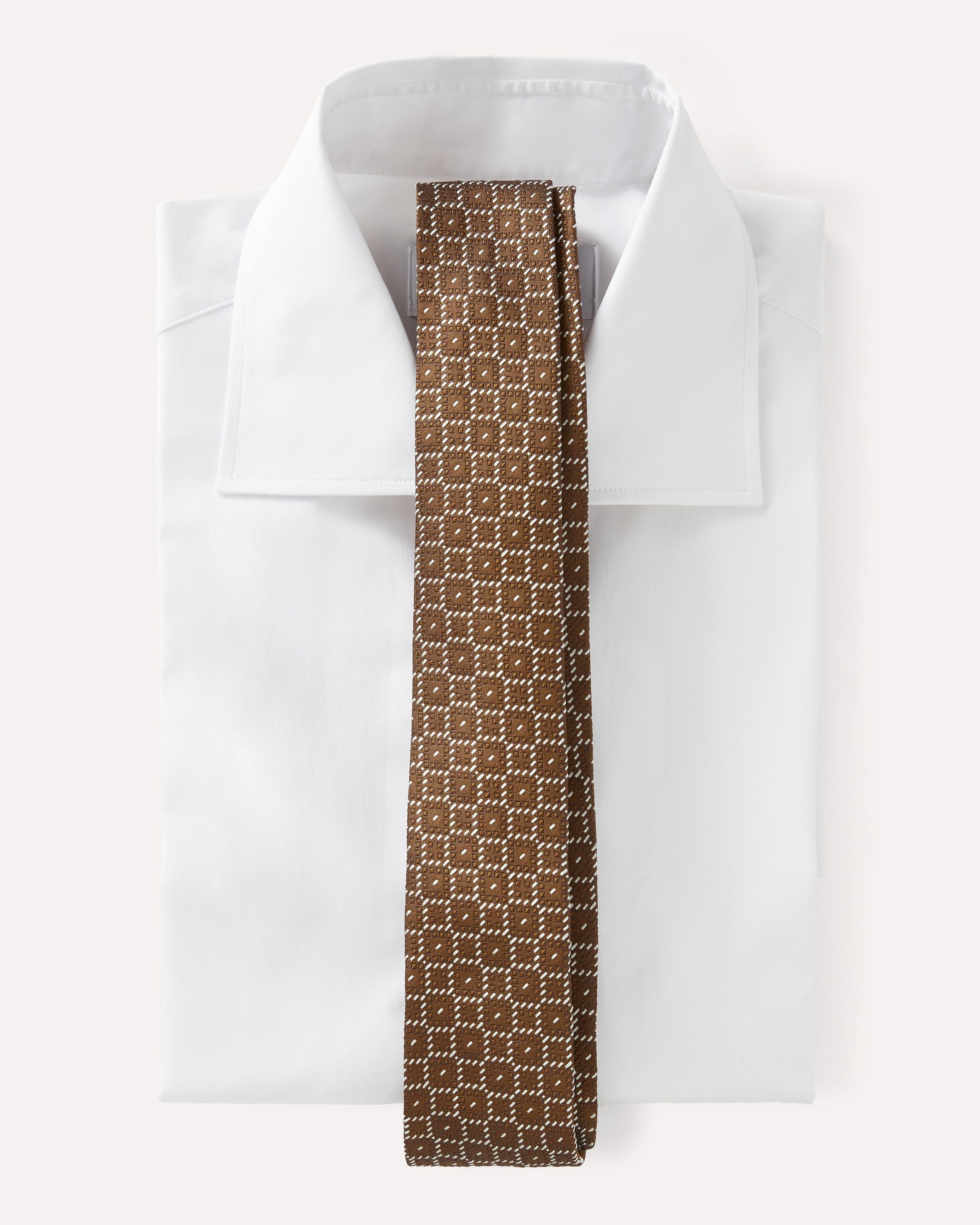Cravatta microfantasia in seta jacquard color nocciola HAZELNUT/WHITE Lardini 3