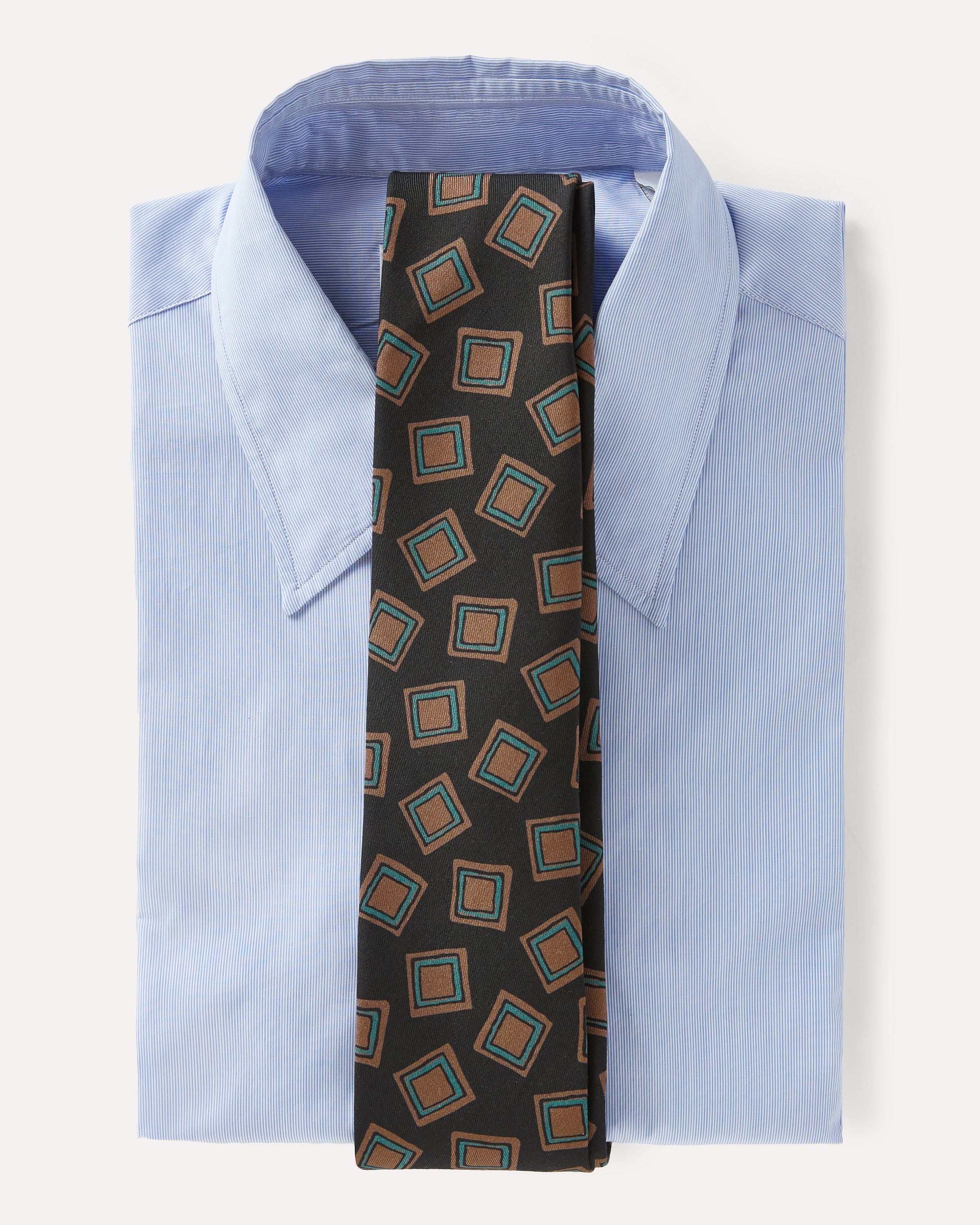 Cravatta lana e seta marrone con motivo geometrico BROWN/HAZELNUT/GREEN Lardini 3