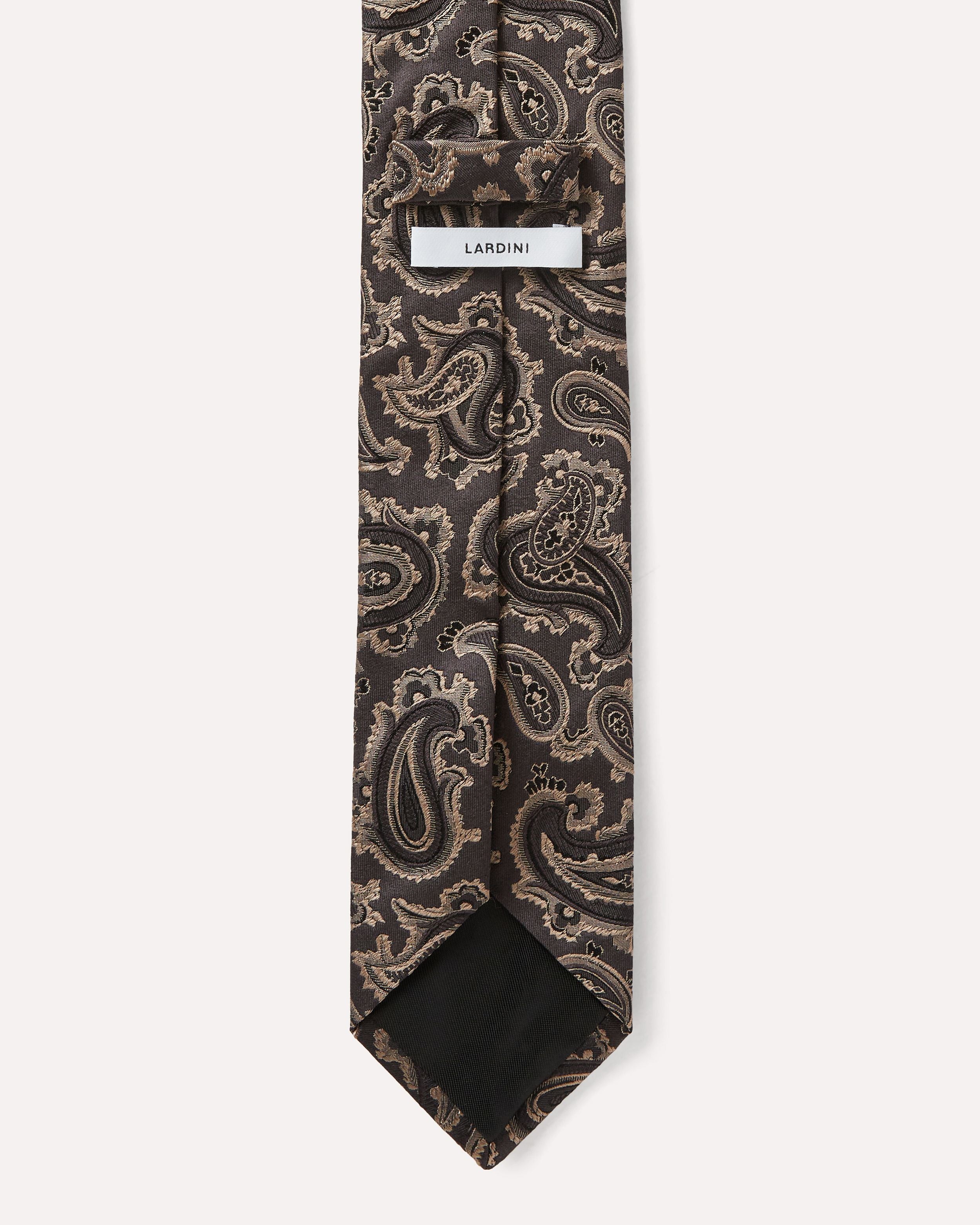 Cravatta classica marrone in seta jacquard cashmere BROWN/BEIGE Lardini 2