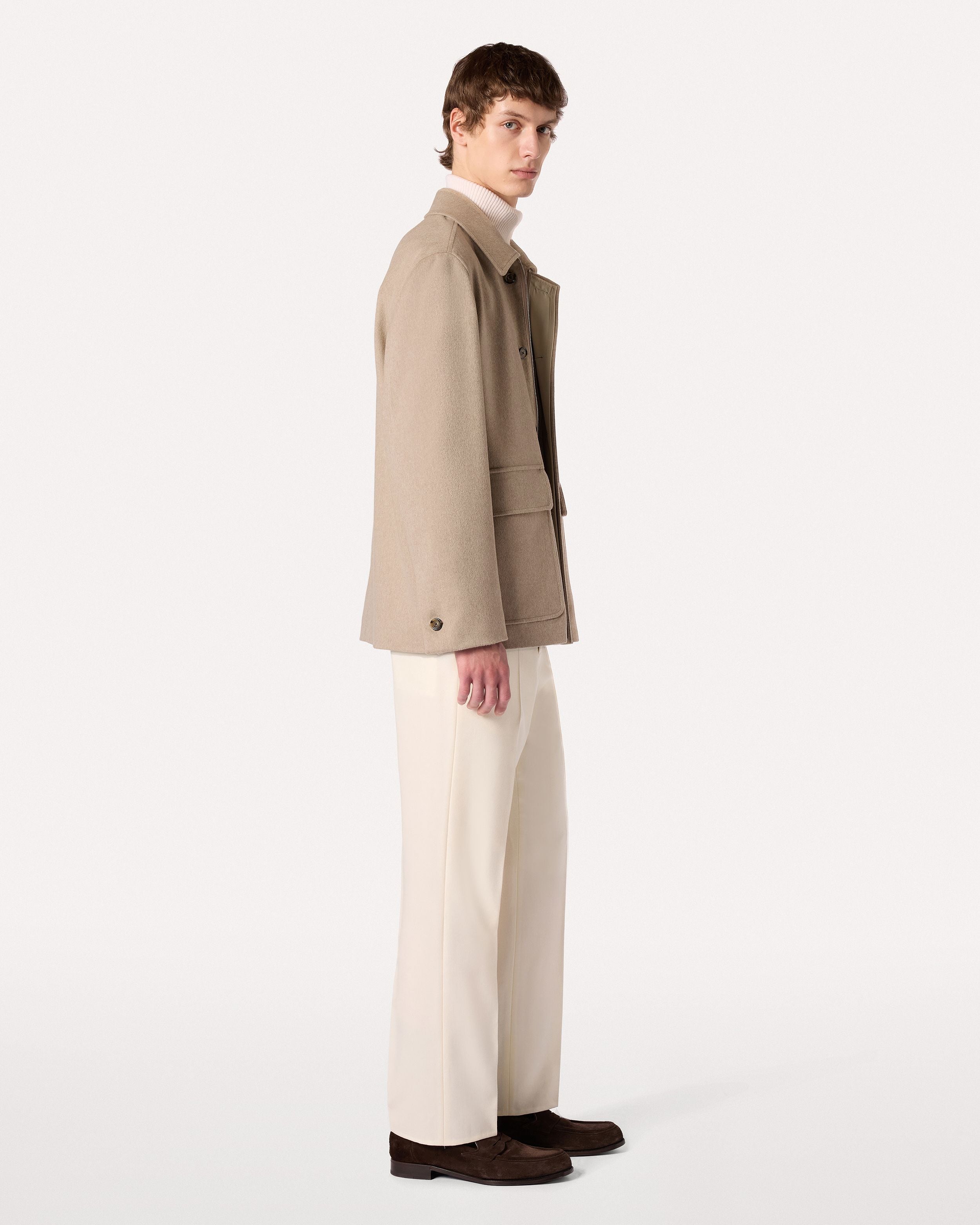 Sand-colored jacket in technical rainproof wool fabric BEIGE Lardini 2
