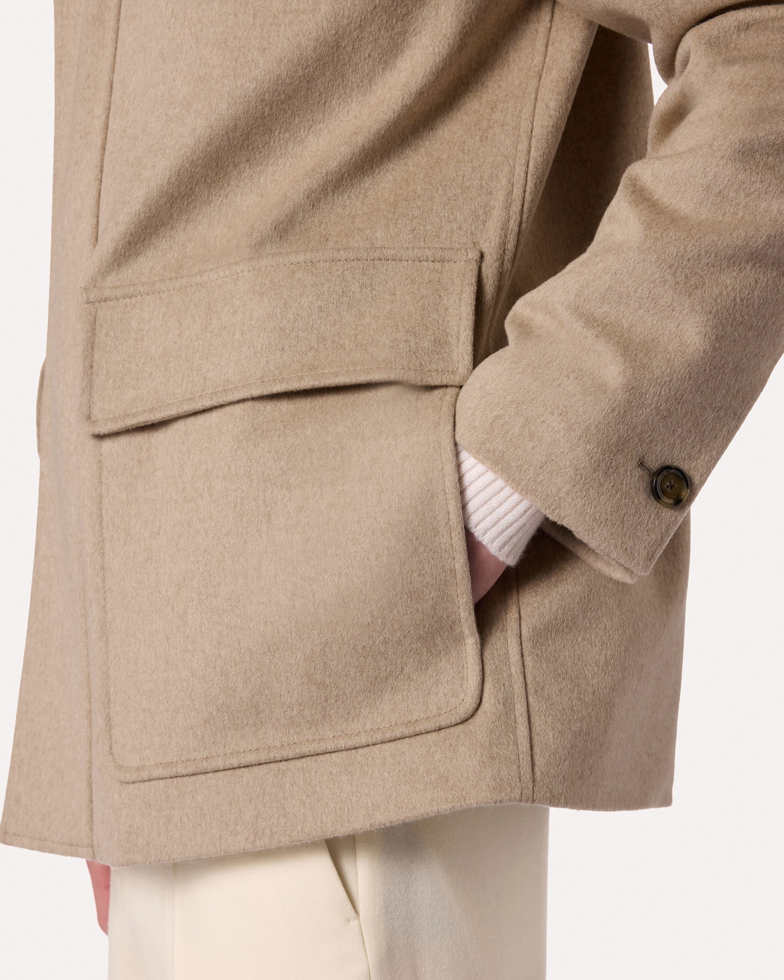 Sand-colored jacket in technical rainproof wool fabric BEIGE Lardini 3