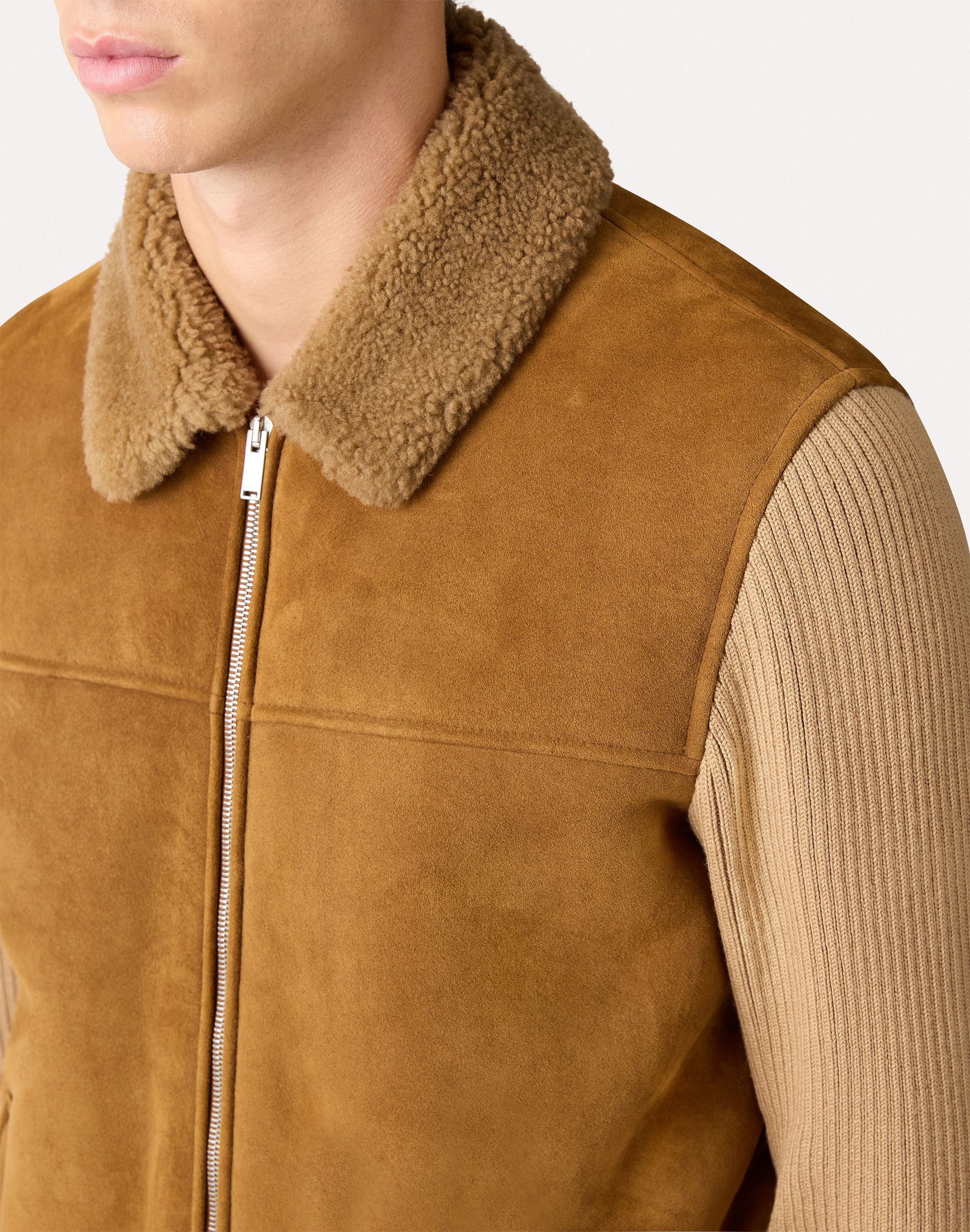 Sheepskin and knit jacket HAZELNUT Lardini 3