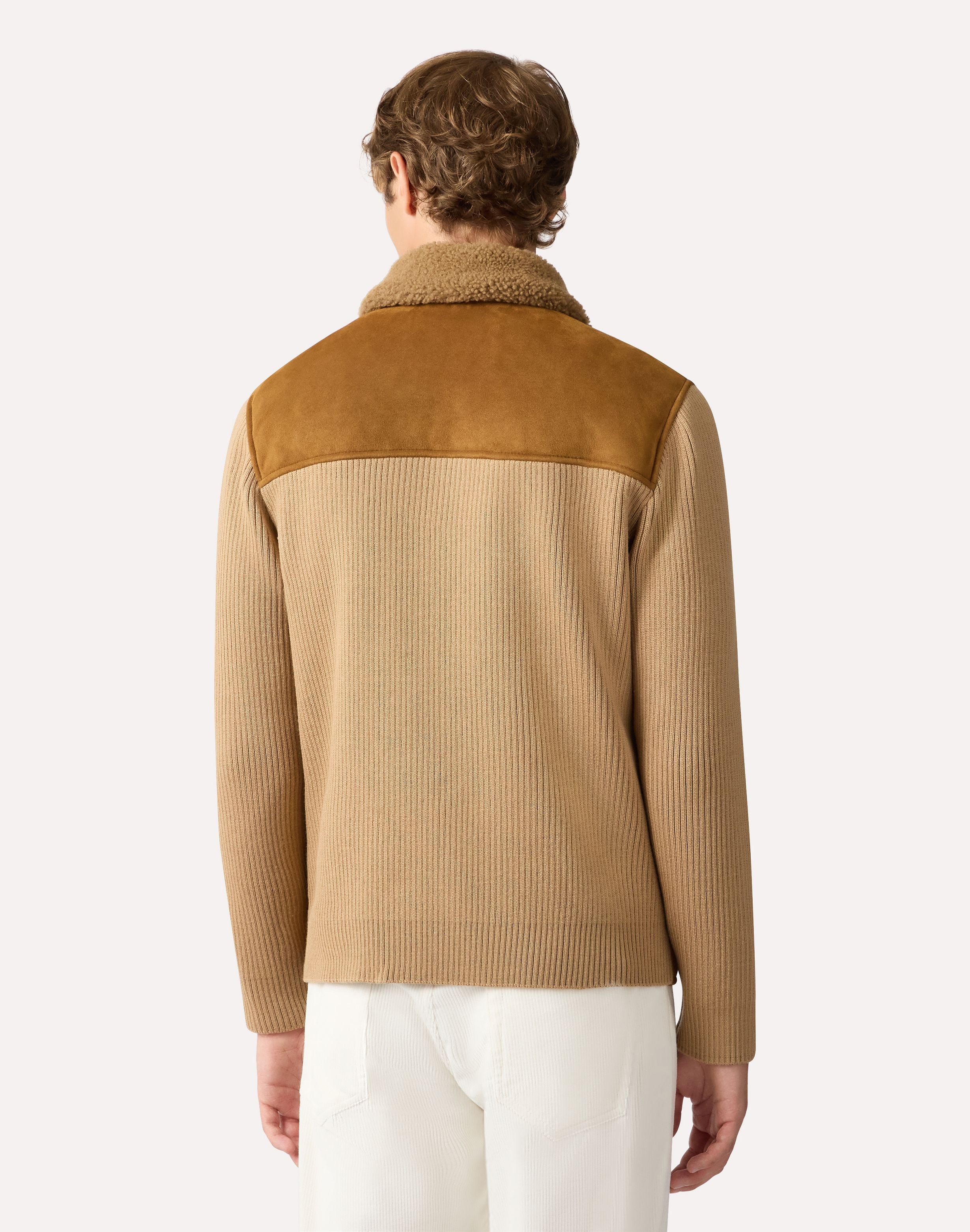 Sheepskin and knit jacket HAZELNUT Lardini 5
