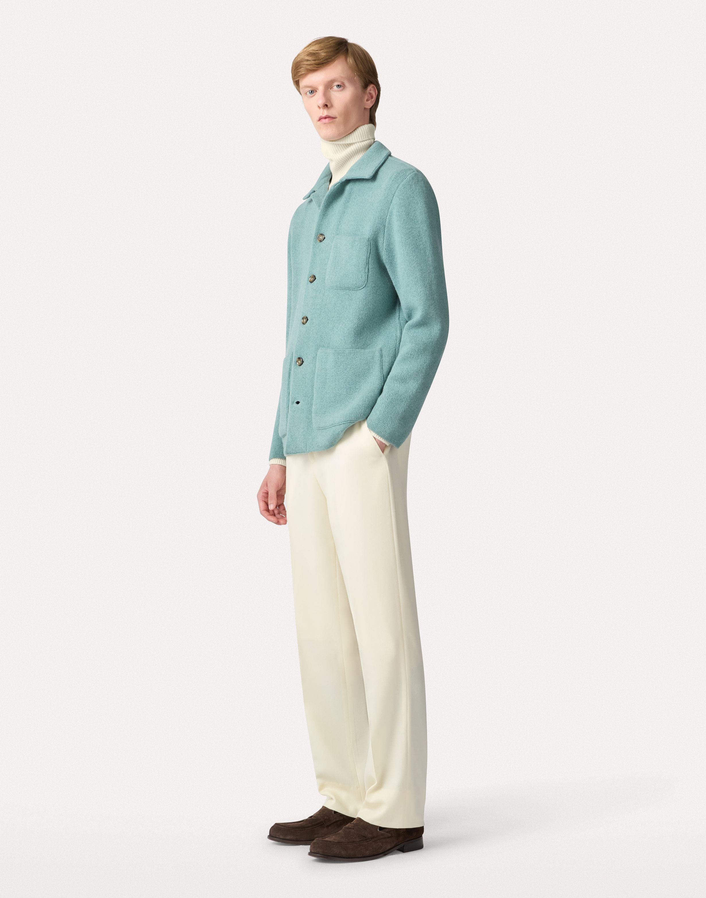 Aqua green knitted jacket in cashmere WATER GREEN Lardini 2