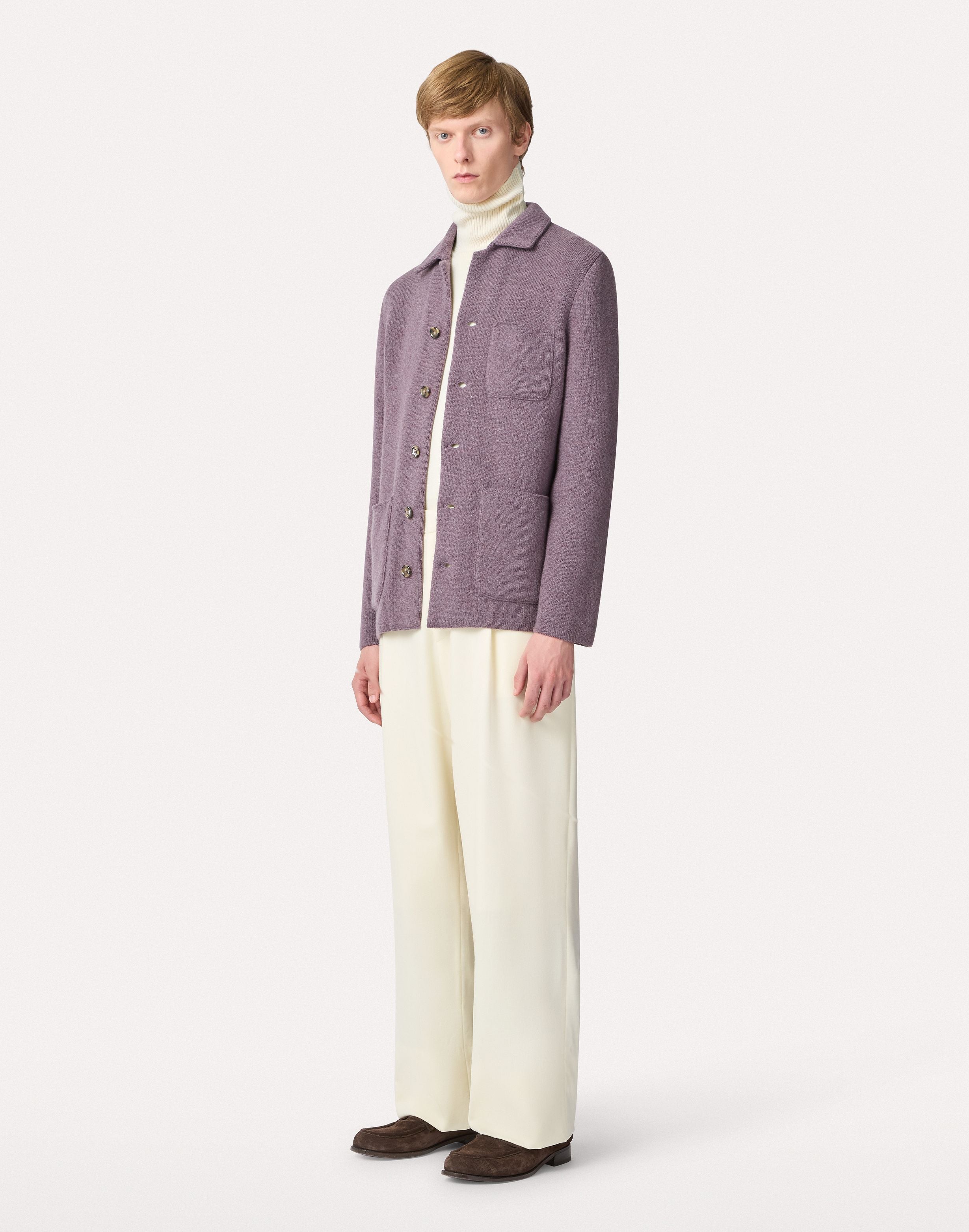 Purple knitted jacket in cashmere PURPLE Lardini 2
