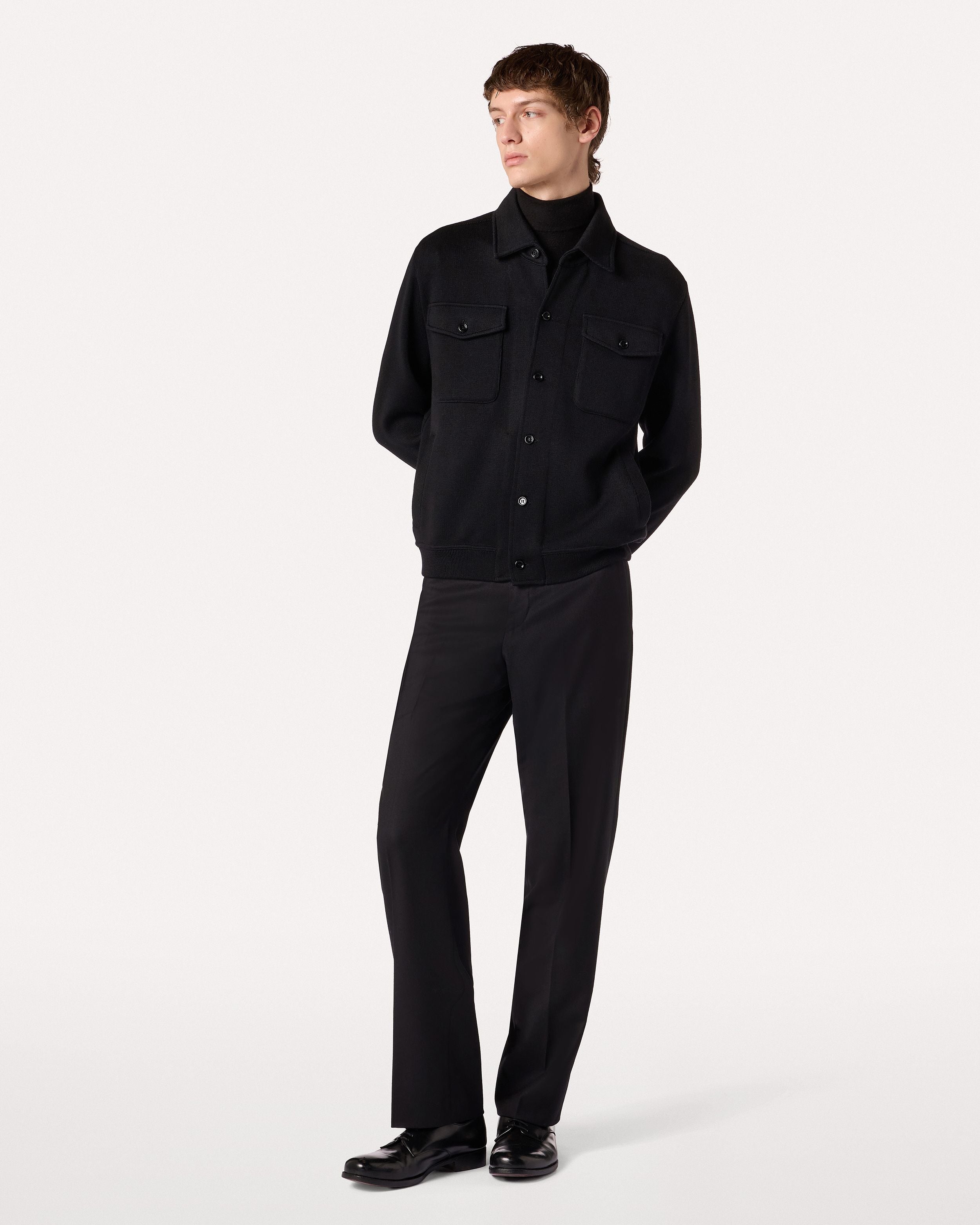 Giubbino monopetto nera in maglia di lana BLACK Lardini 2