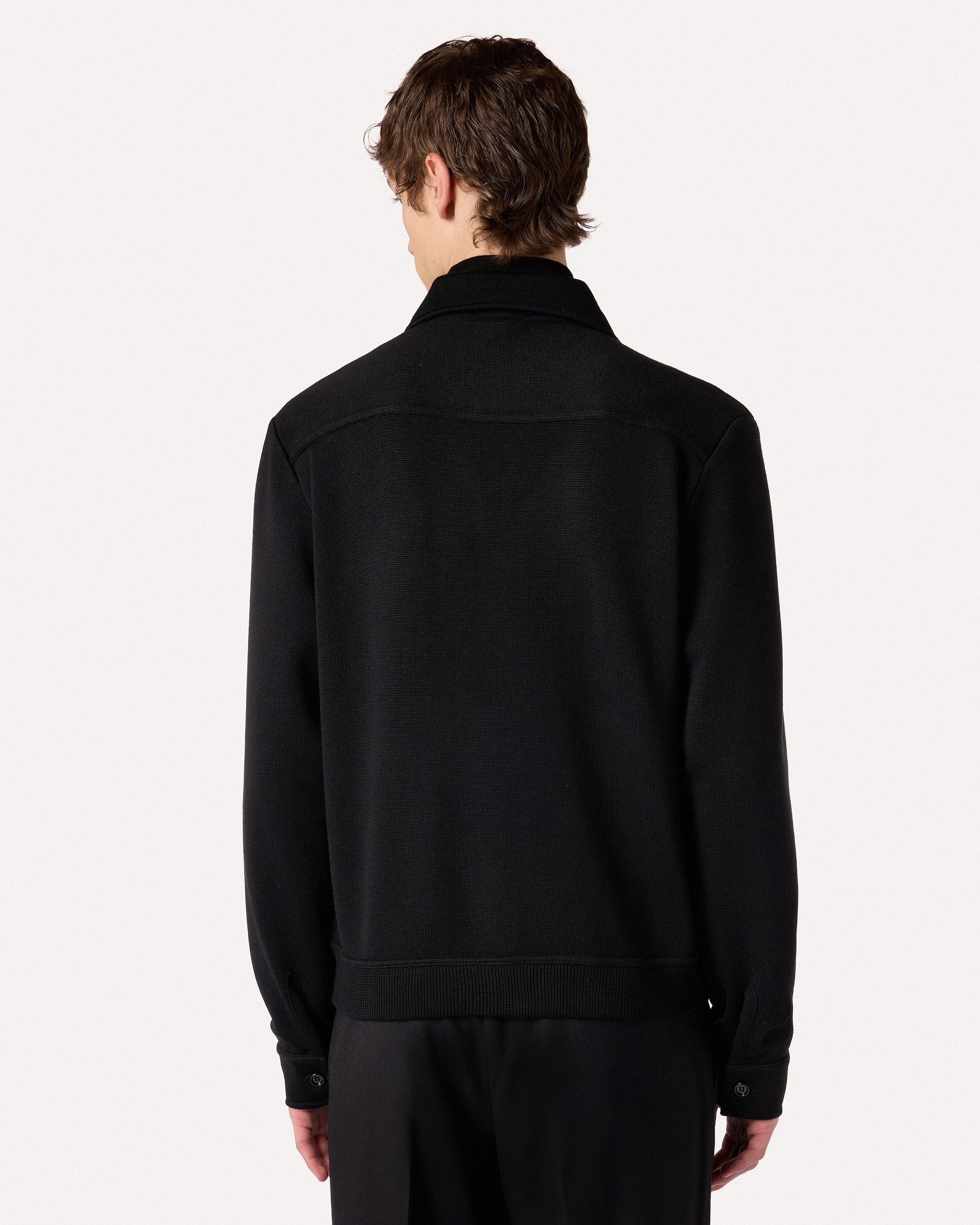 Giubbino monopetto nera in maglia di lana BLACK Lardini 5