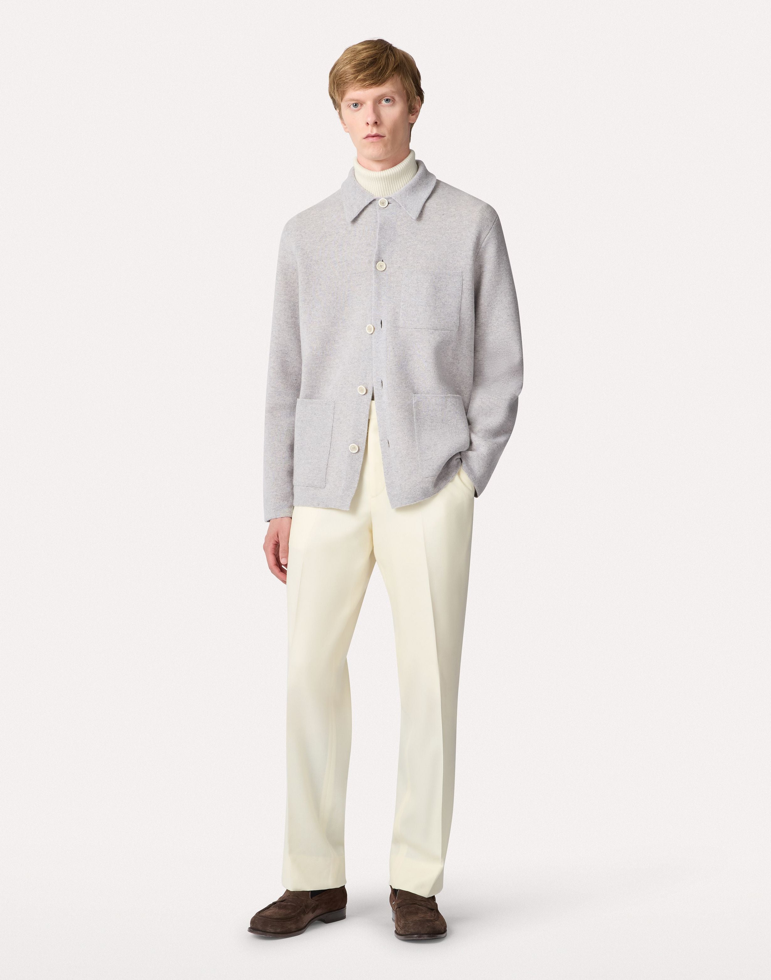 Double-knit jacket in grey and white GREY/WHITE Lardini 2