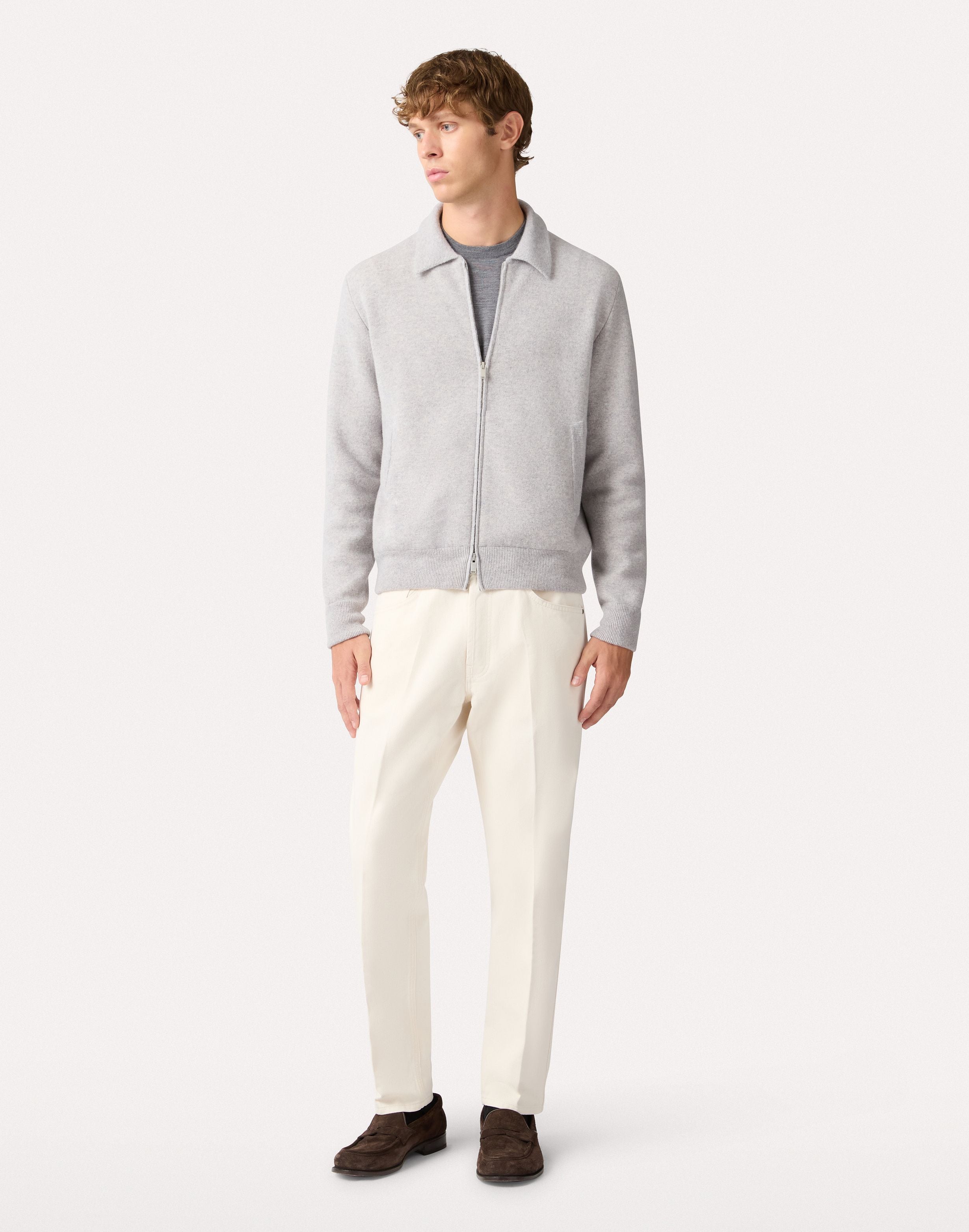 Grey and white double-knit bomber jacket GREY/WHITE Lardini 2
